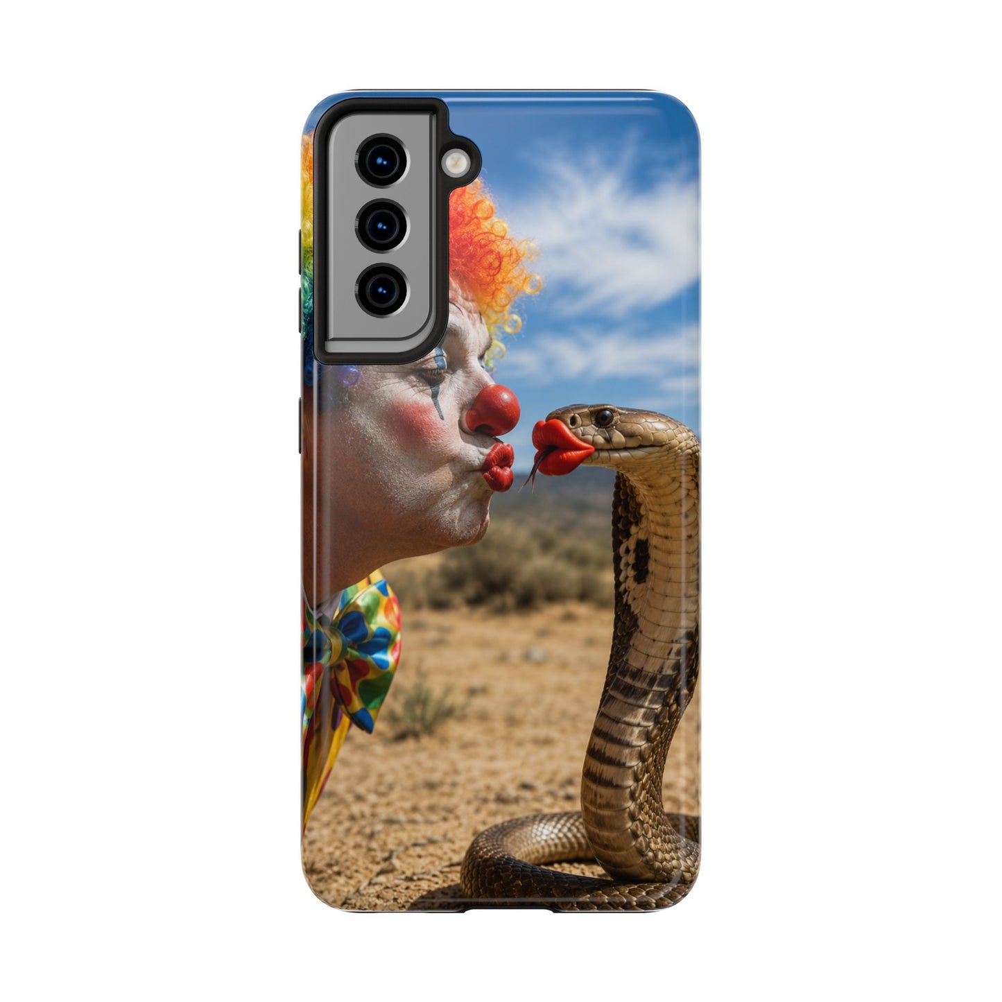 Clown & Cobra Tough Phone Case — Funny Kiss Design, Shockproof Protective Cover