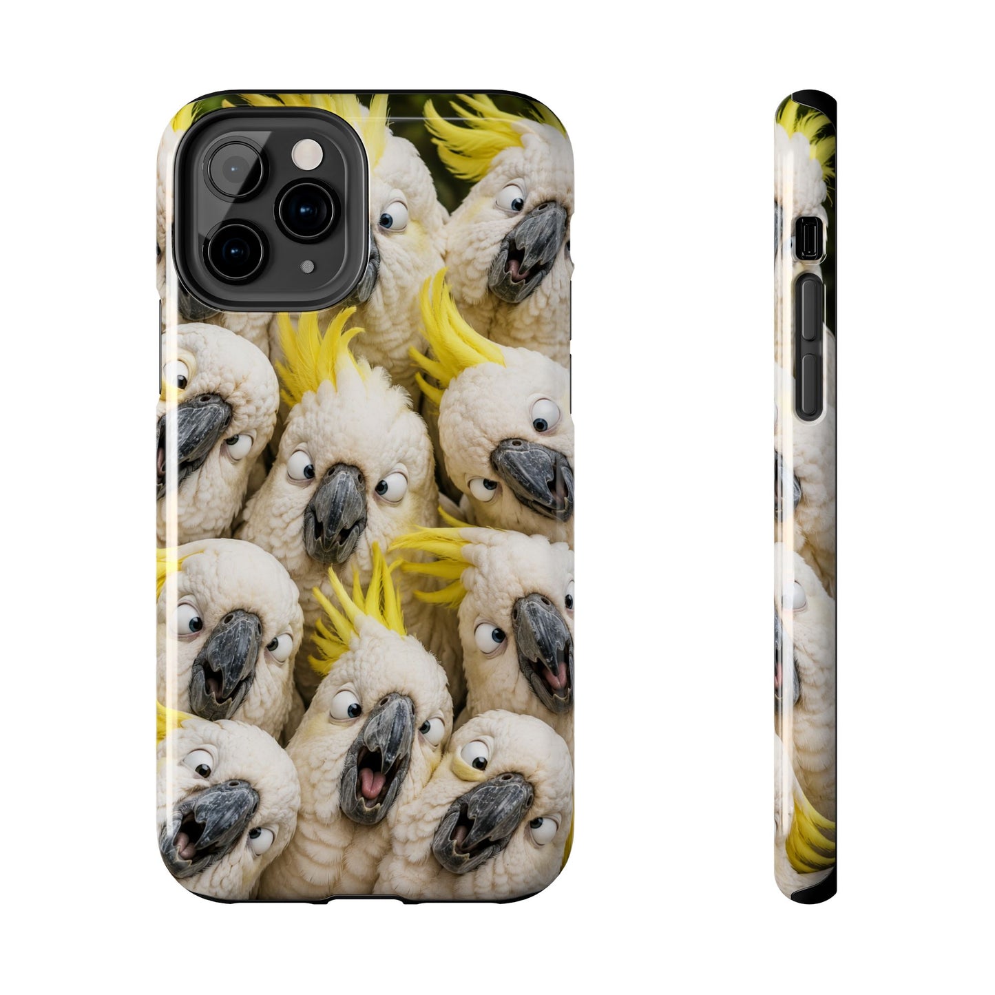 Cockatoo Collage Tough Phone Case — Funny Yellow Crested Bird Protective Phone Cover