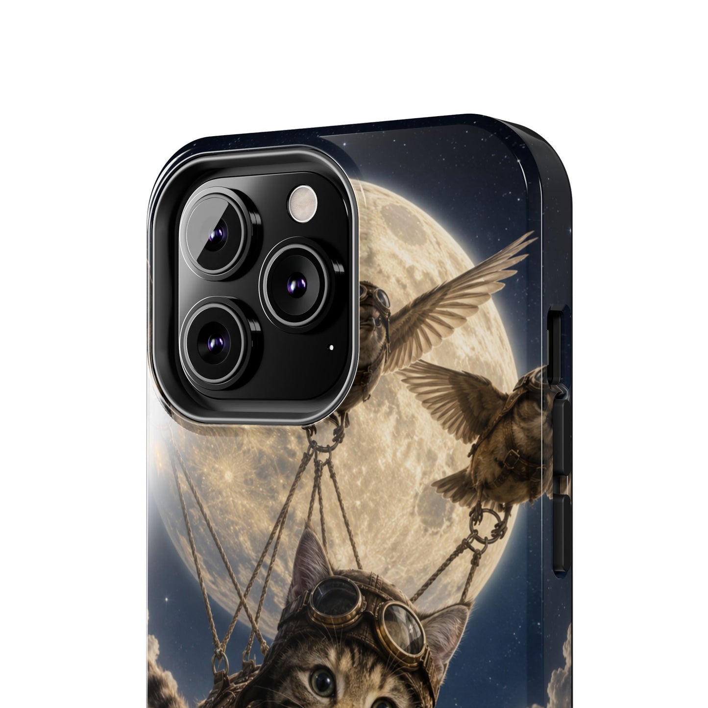 Cat Pilot Phone Case — Adventure Kitty Moonlit Flight Tough Protection
