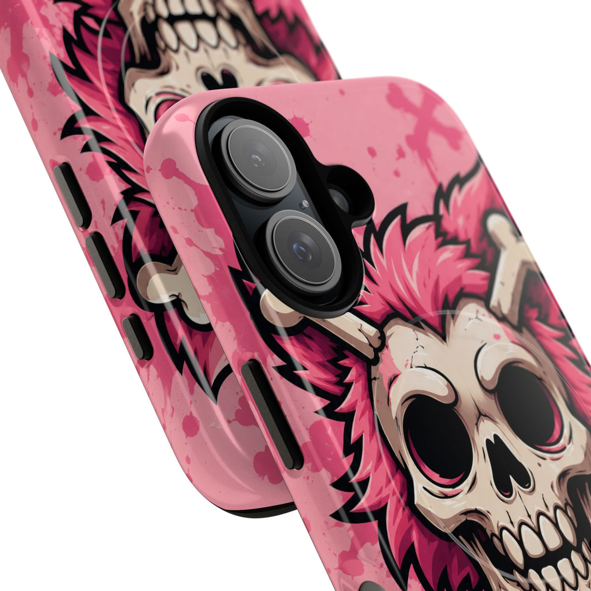Pink Skull & Crossbones Tough Magnetic Phone Case — Punk Rock Protective Cover