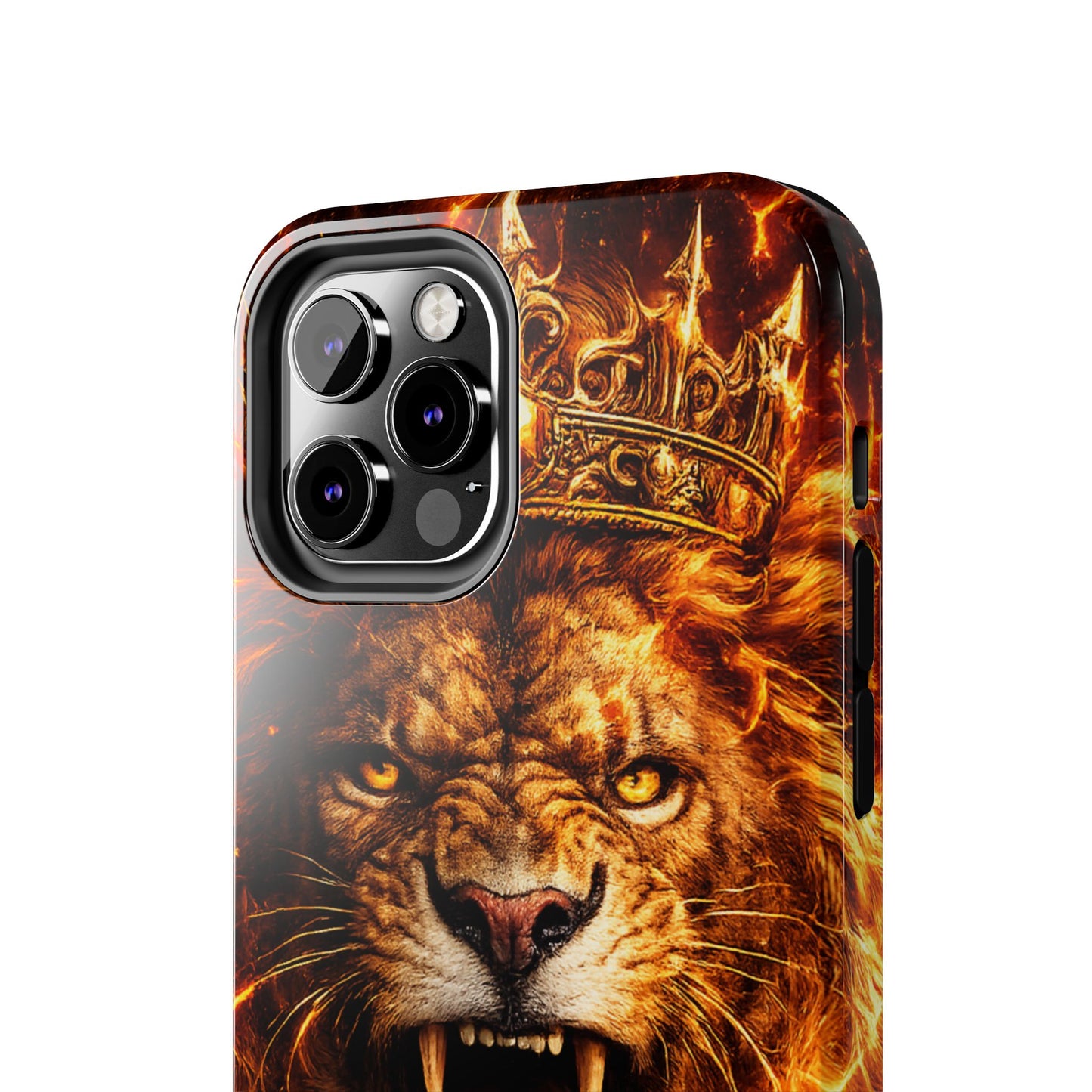 Fiery Lion King Tough Phone Case — Protective iPhone Case with Roaring Crown Design