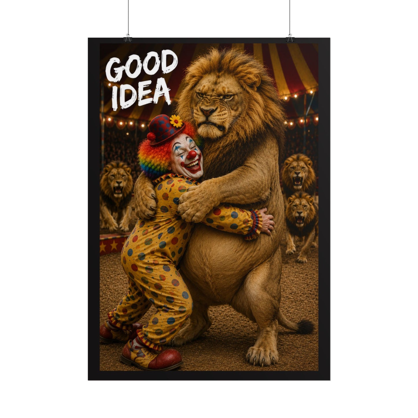 Rolled Poster — 'Good Idea' Clown & Lion Circus Art Print