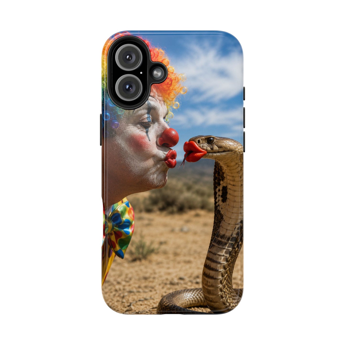 Clown & Cobra Tough Phone Case — Funny Kiss Design, Shockproof Protective Cover