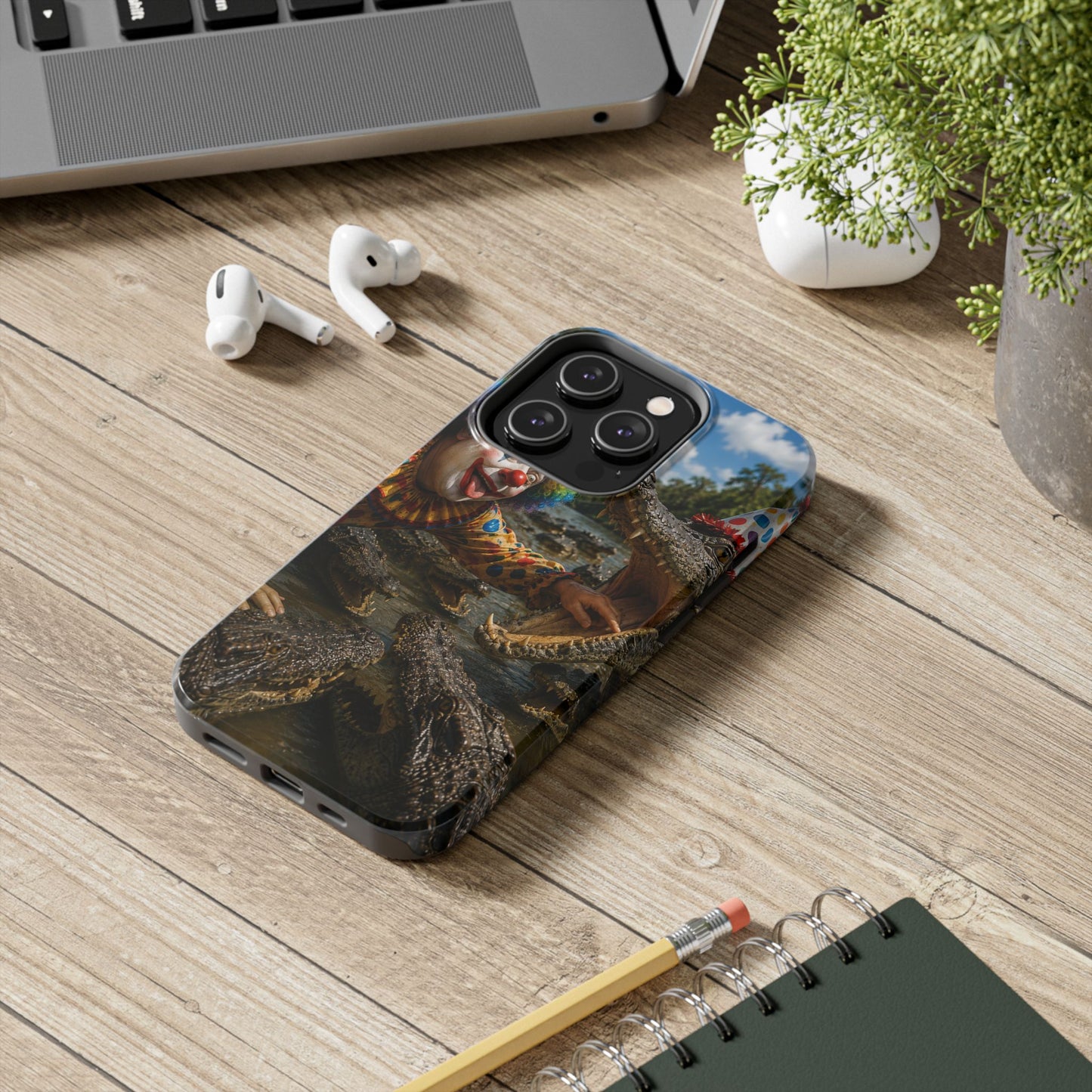 Creepy Clown Alligator Tough Phone Case — Horror Phone Cover for Scary Fans