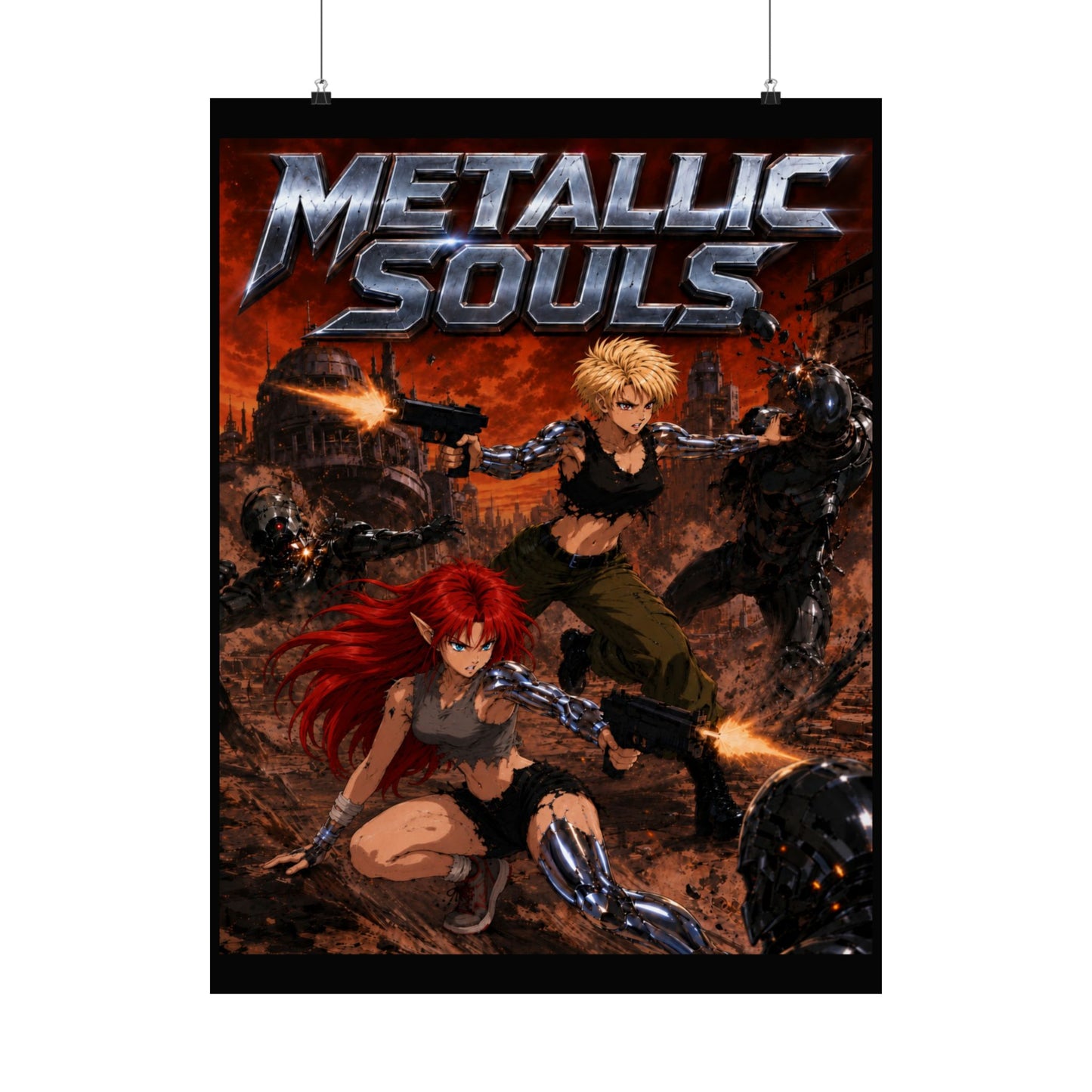 Metallic Souls Poster — Anime Sci‑Fi Action Matte Vertical Print