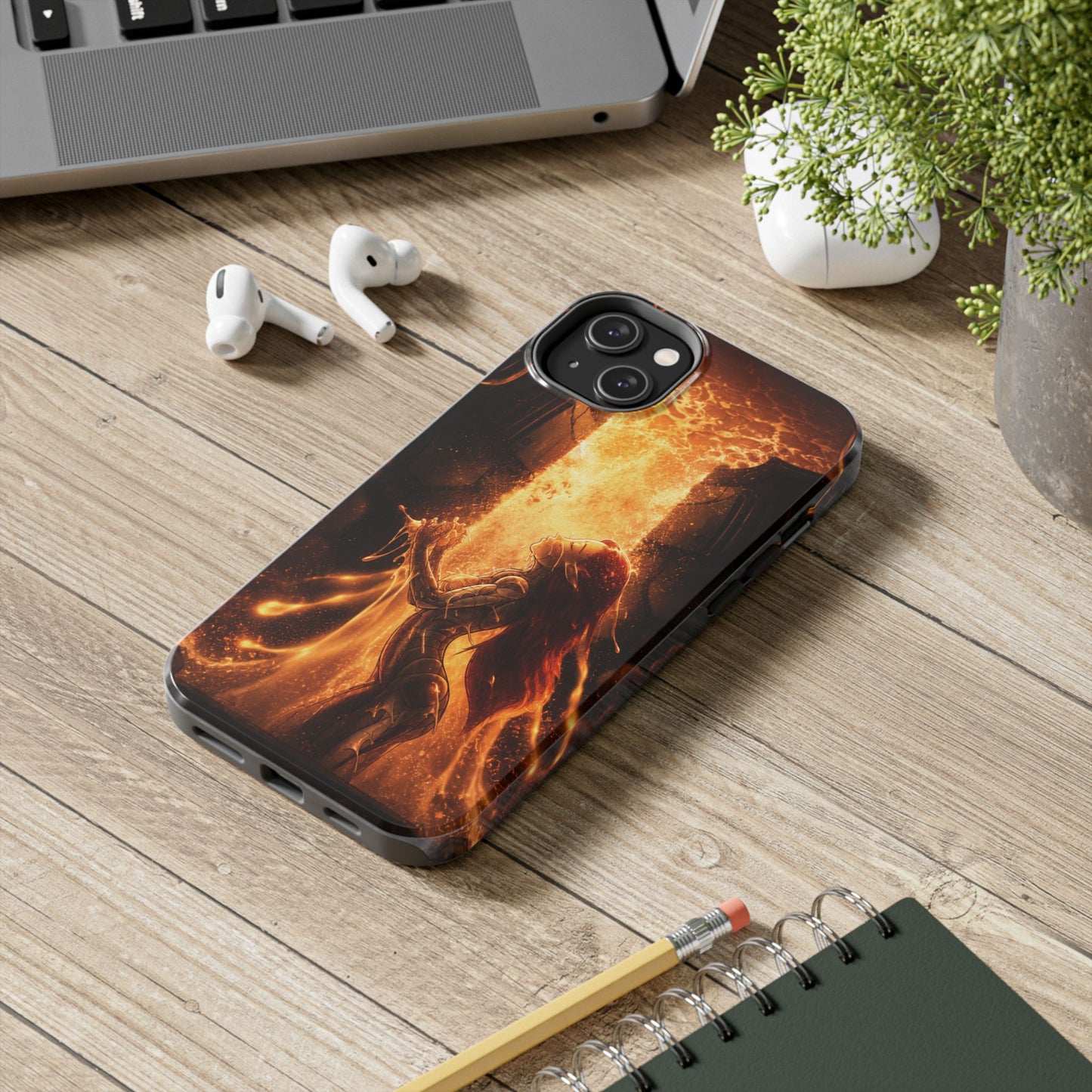 Fiery Phoenix Phone Case — Tough Protective iPhone Cover with Flame Warrior Art