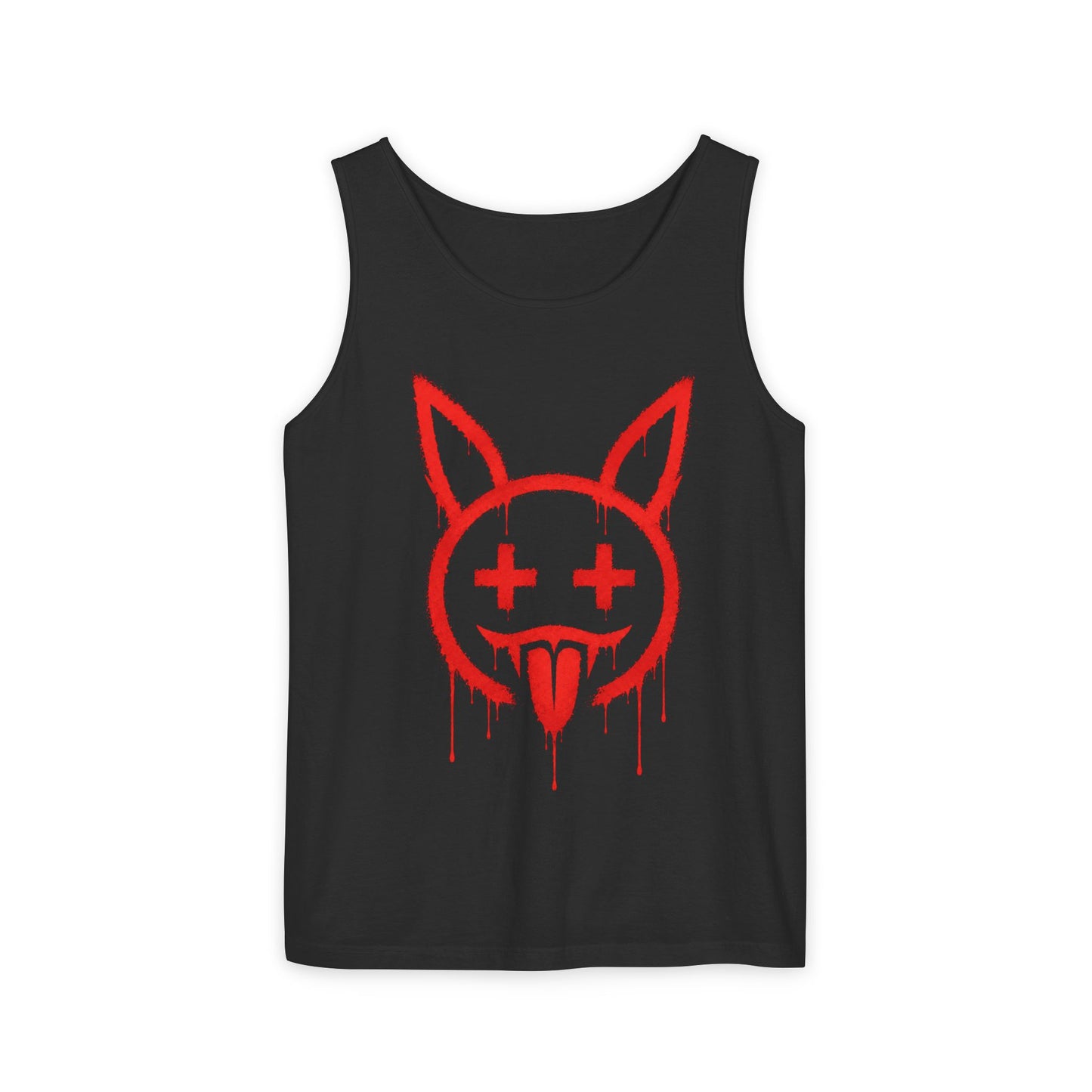 Graffiti Bunny Drip Tank Top,  Distressed Red Stencil Graphic