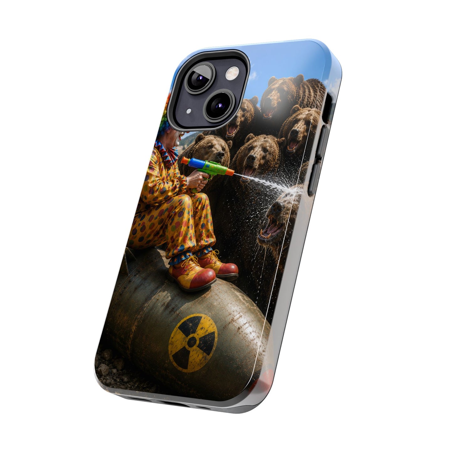 Tough Phone Case — Surreal Clown vs. Bears Protective Phone Cover