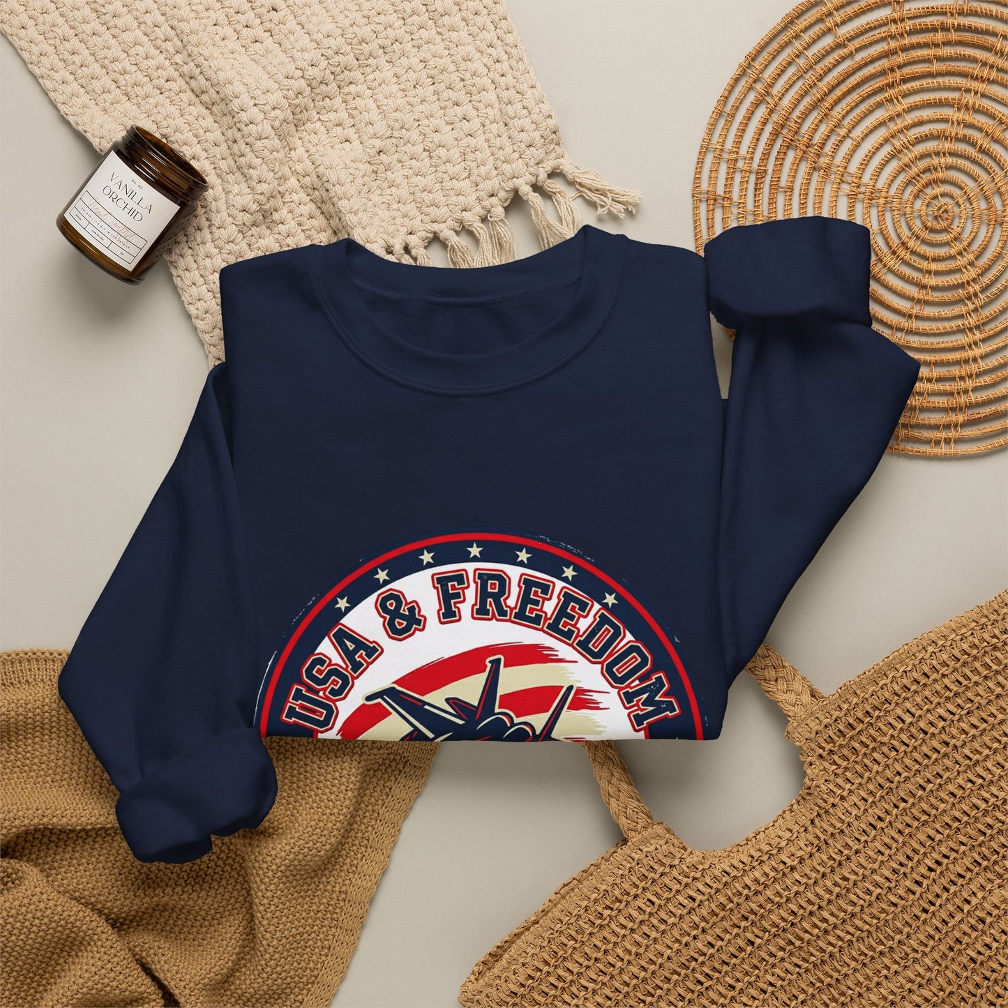 USA & Freedom Crewneck Sweatshirt | patriotic, faith-based vintage Americana