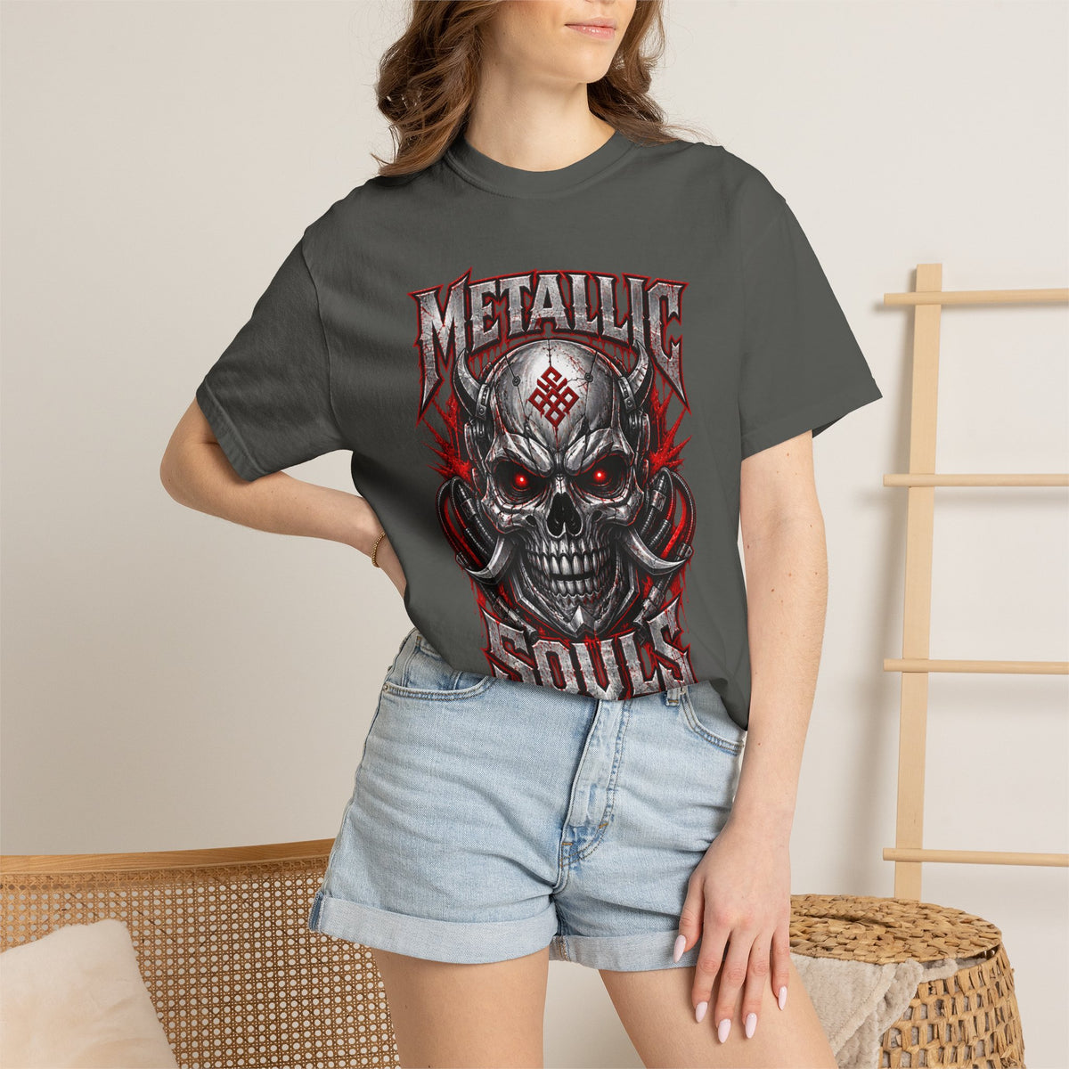 Metallic Souls Skull T-Shirt — Gothic Heavy Metal Band Tee