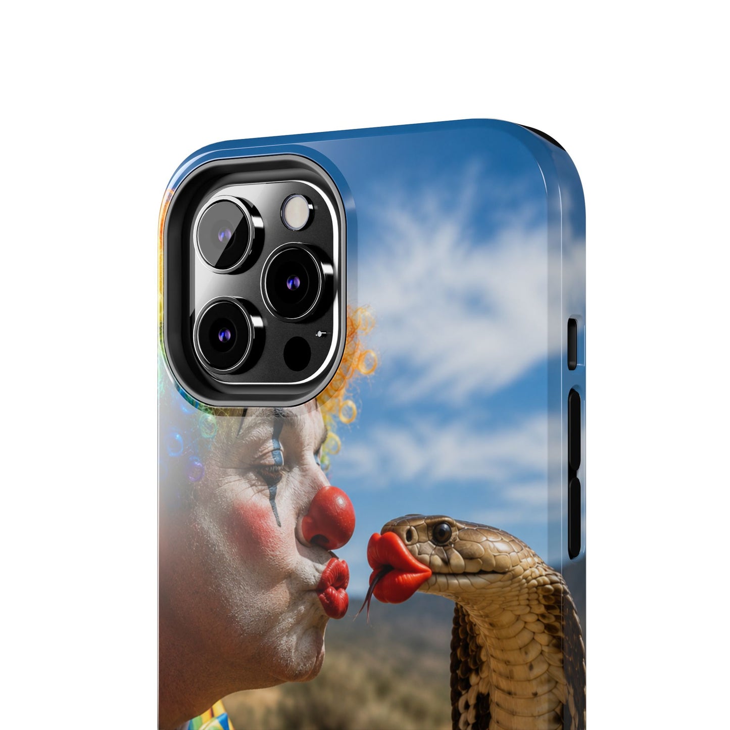 Clown & Cobra Tough Phone Case — Funny Kiss Design, Shockproof Protective Cover