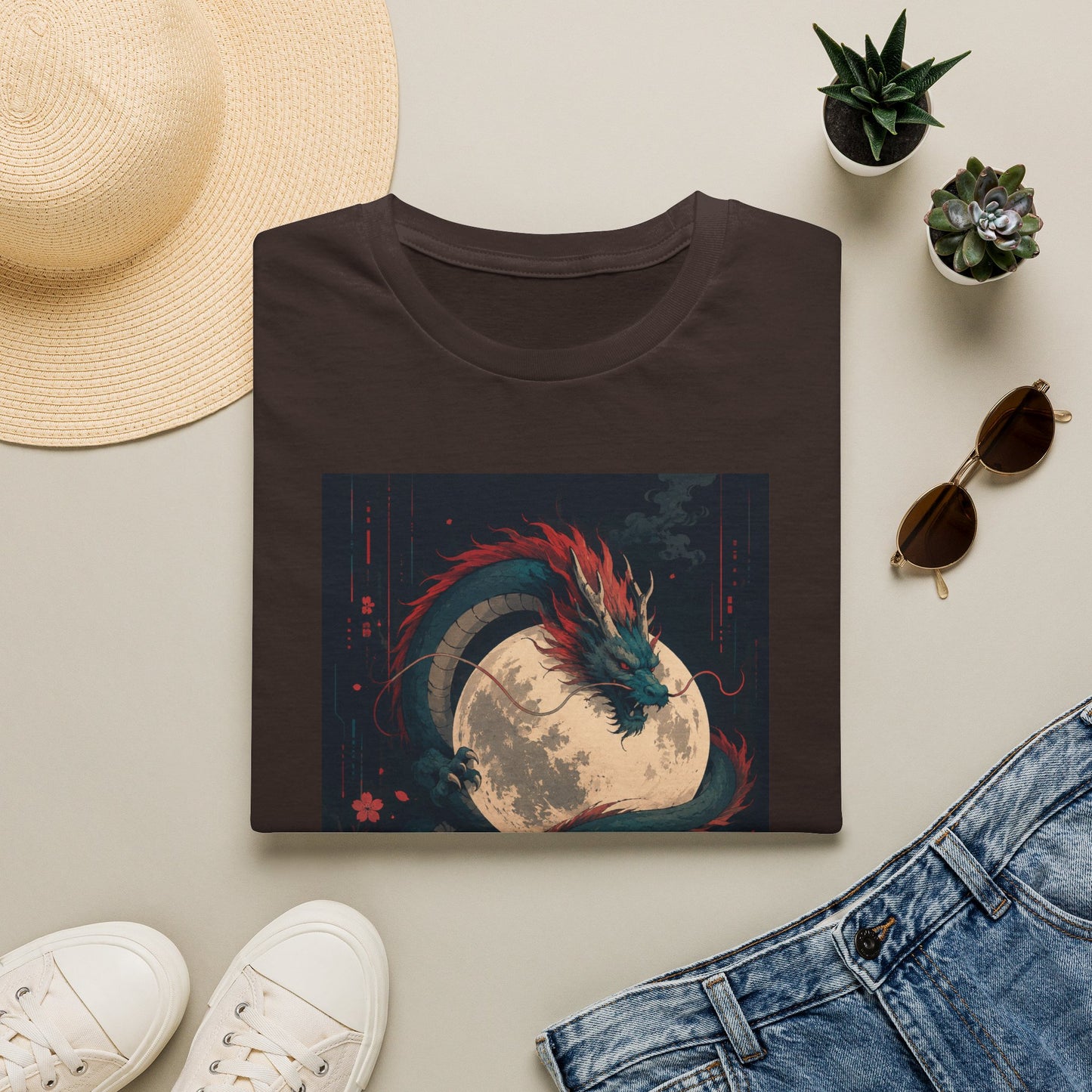 Dragon Moon T-Shirt — Mystical Japanese Serpent Design
