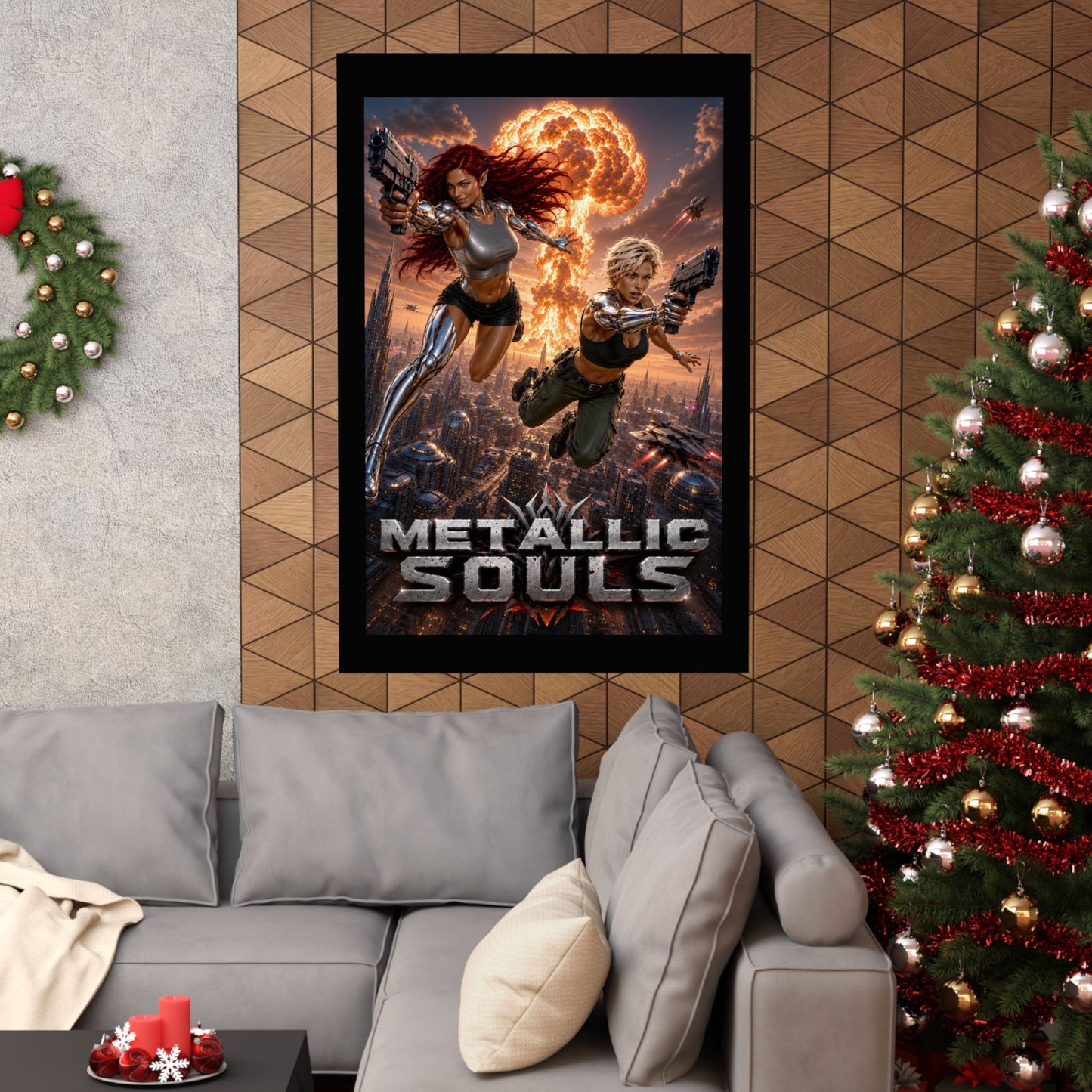 Metallic Souls Sci‑Fi Poster — Action Cyberpunk Movie Art