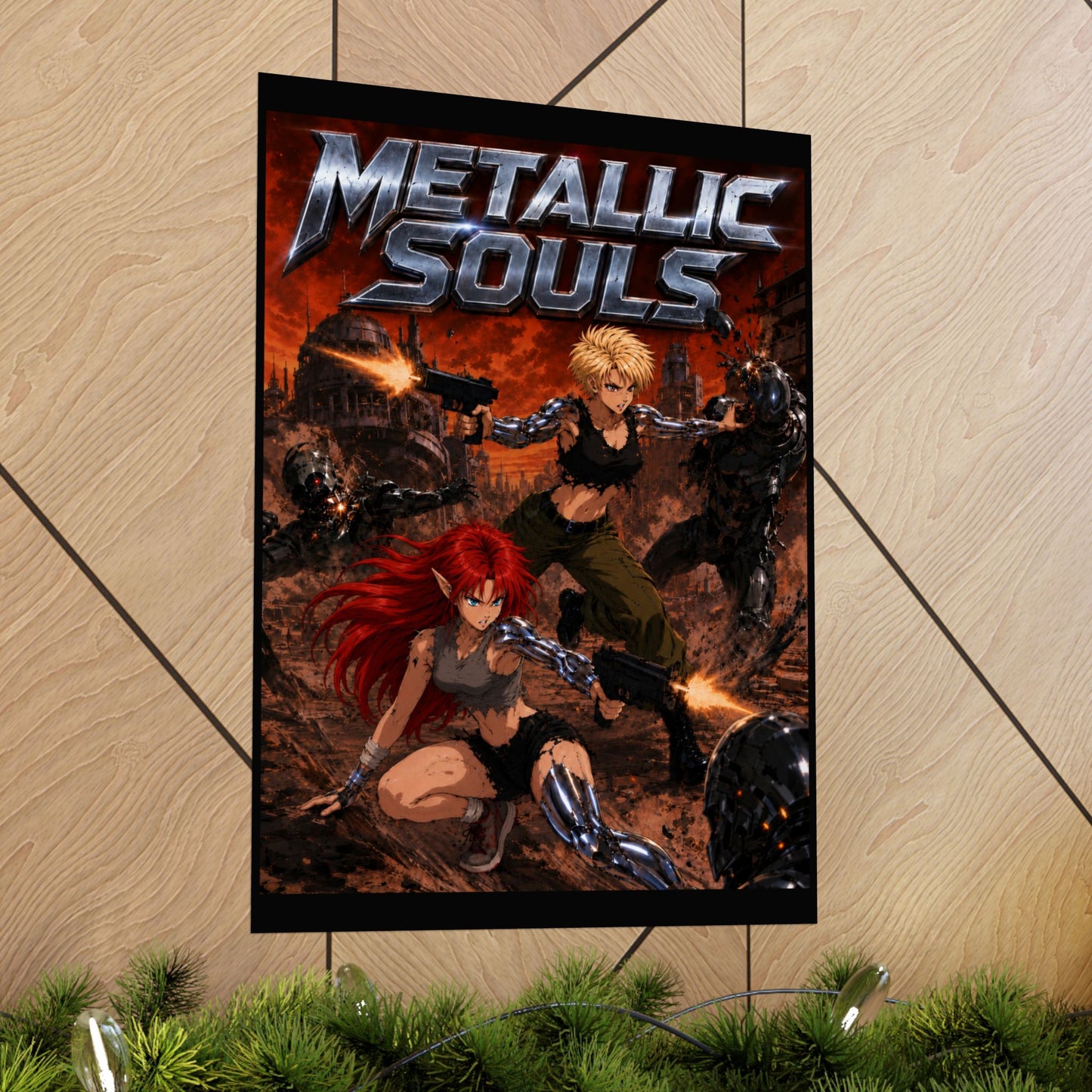 Metallic Souls Poster — Anime Sci‑Fi Action Matte Vertical Print