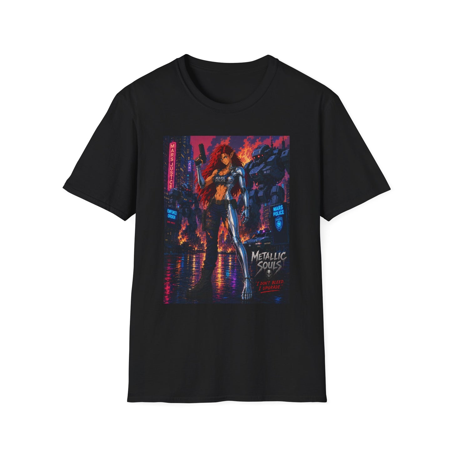 Cyberpunk Warrior T‑Shirt — 'Metallic Soul' Futuristic Anime Graphic