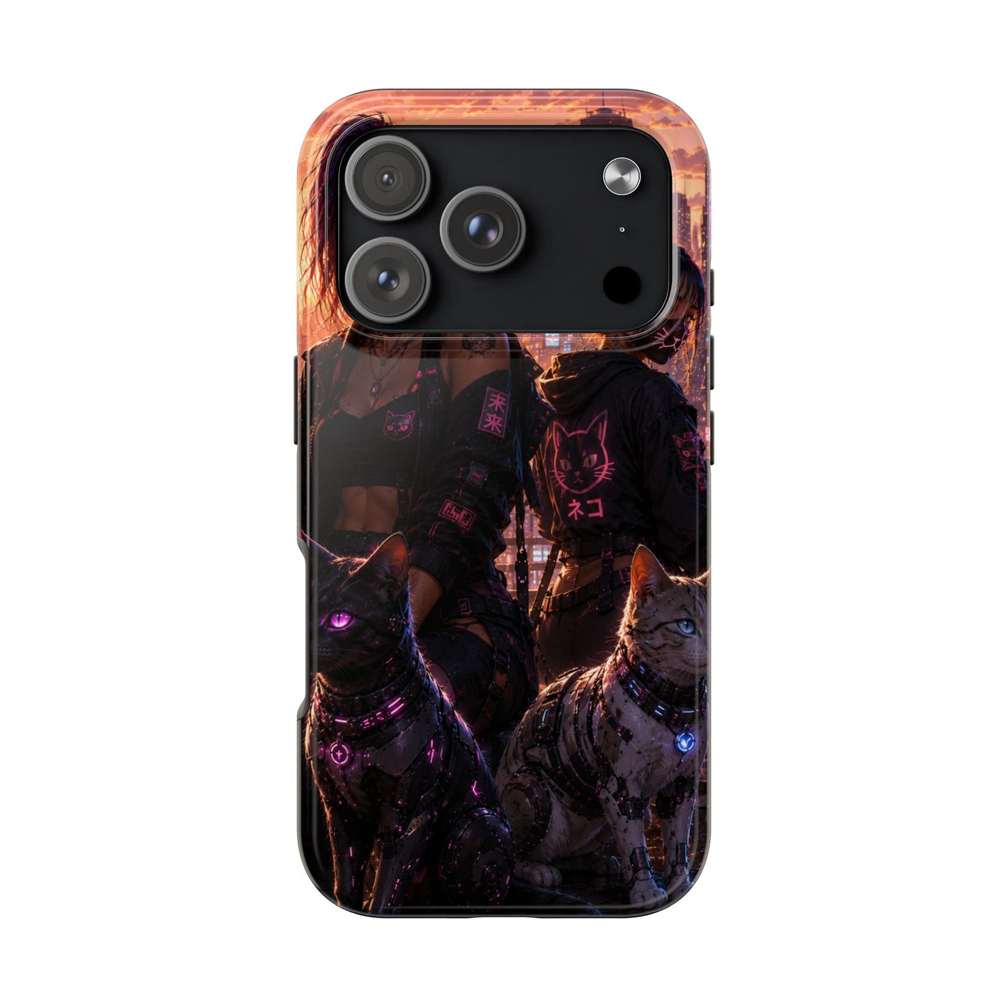 Cyberpunk Pack: Tough Phone Case with Neon Panther & City Sunset