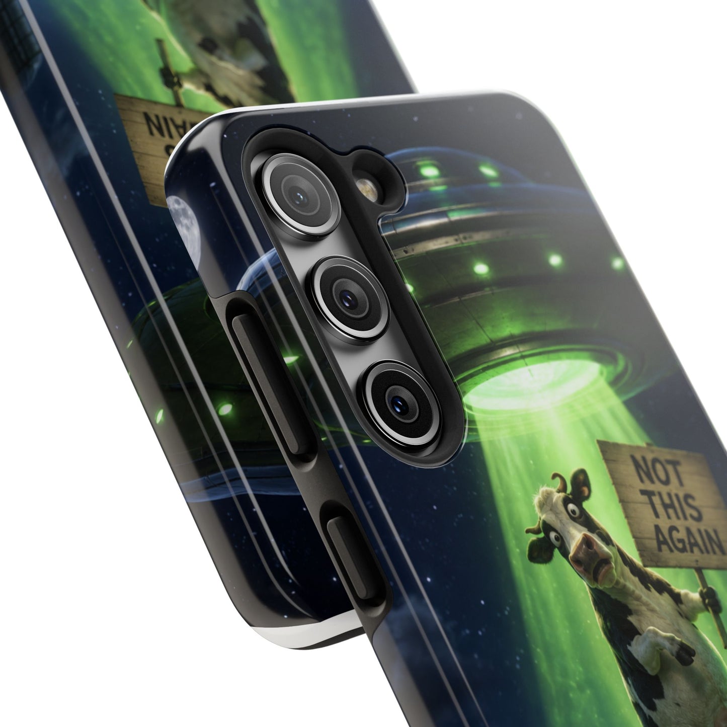 Phone Case — Funny Alien Abduction Cow Design ("Not This Again")