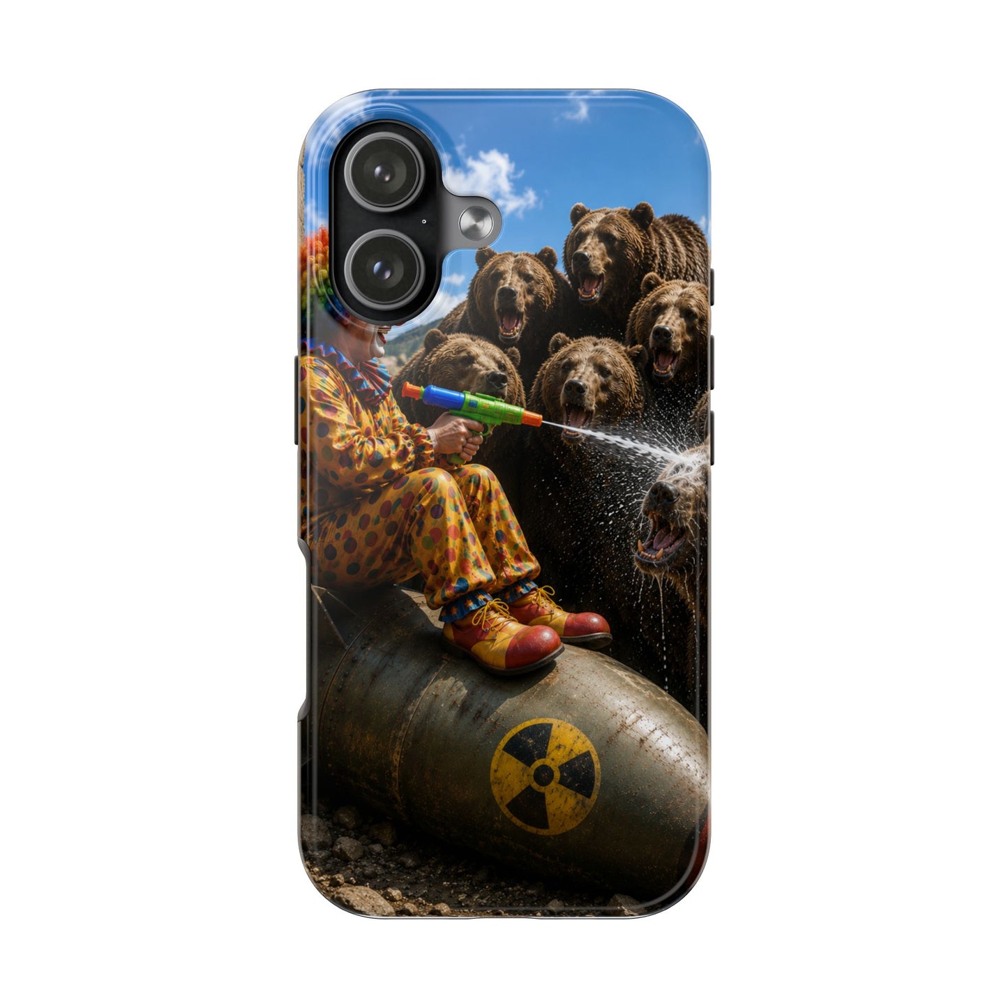 Tough Phone Case — Surreal Clown vs. Bears Protective Phone Cover