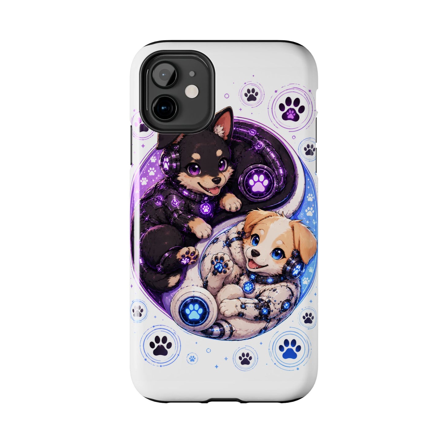 Yin Yang Puppy Tough Phone Case — Cute Paw Print Dog Protector