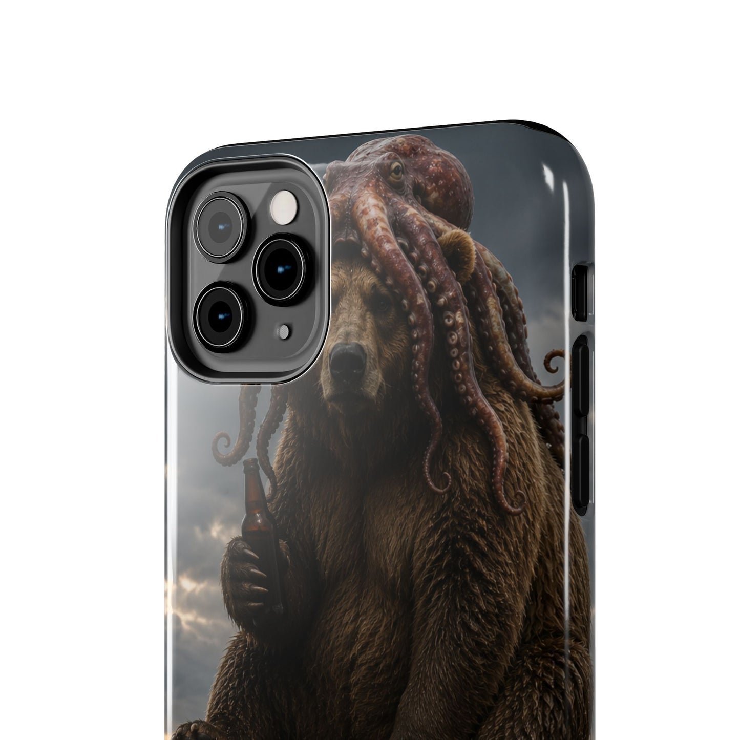 Tough Phone Case — Post‑Apocalyptic Bear with Octopus Helmet on Nuclear Bomb