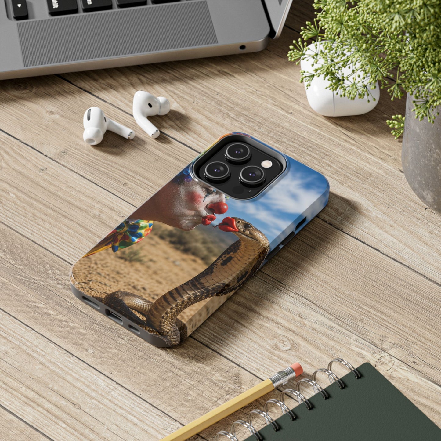 Clown & Cobra Tough Phone Case — Funny Kiss Design, Shockproof Protective Cover