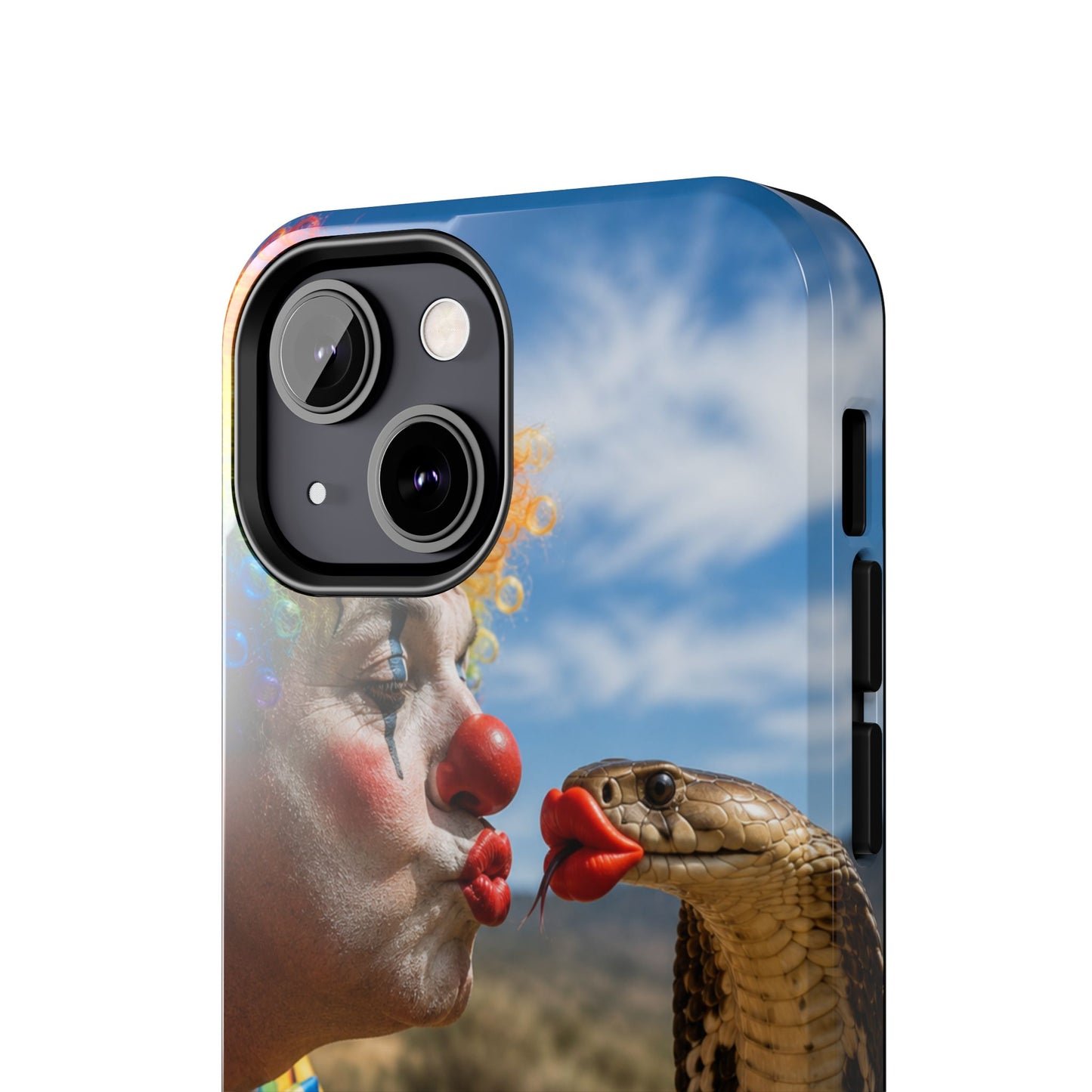 Clown & Cobra Tough Phone Case — Funny Kiss Design, Shockproof Protective Cover