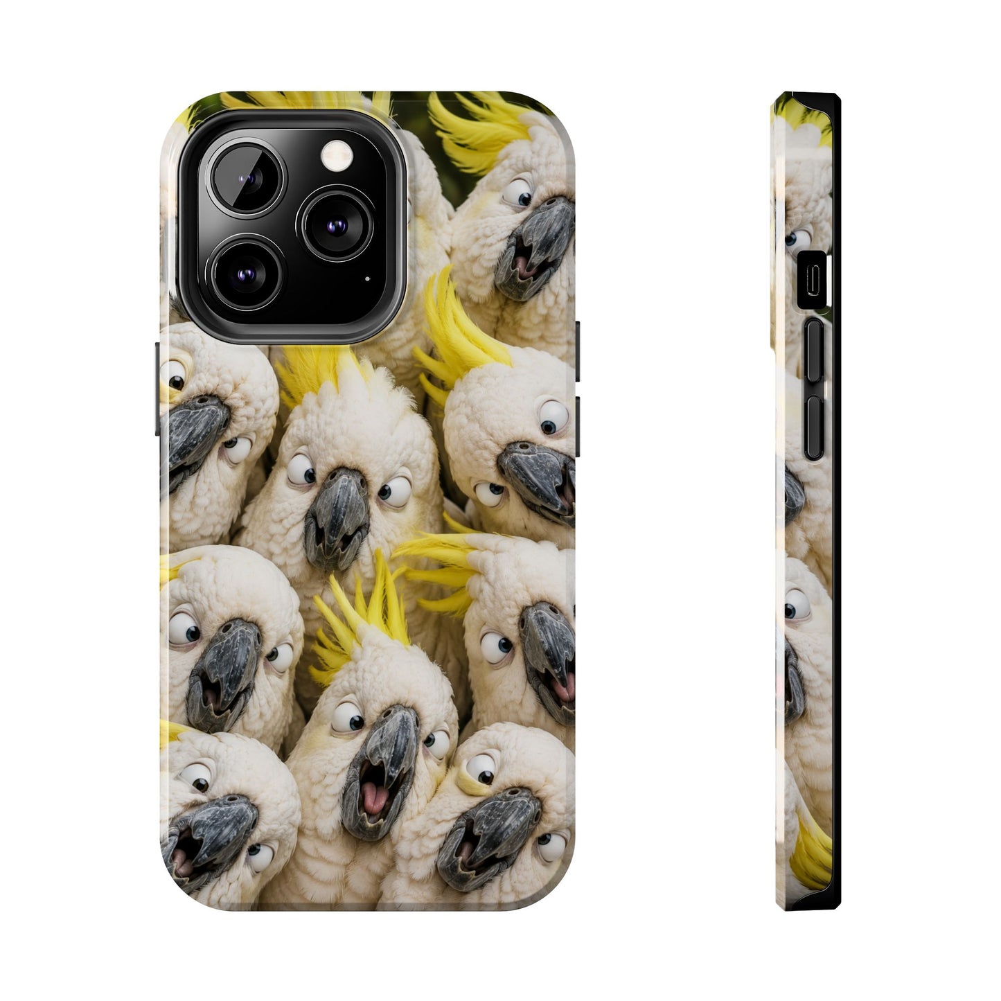 Cockatoo Collage Tough Phone Case — Funny Yellow Crested Bird Protective Phone Cover