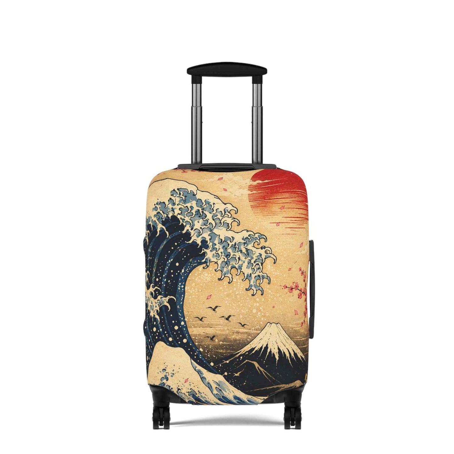 Hokusai Wave Luggage Cover — Vintage Mt. Fuji Travel Protector