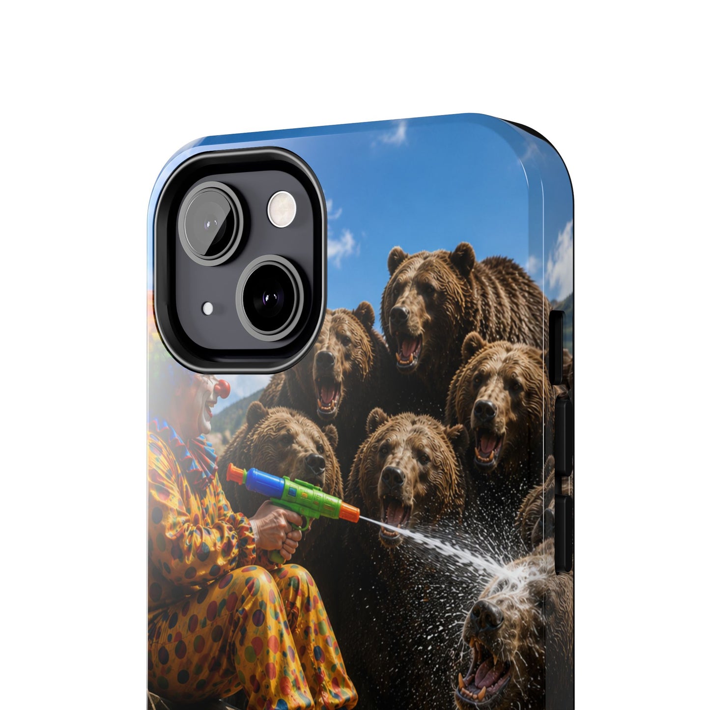 Tough Phone Case — Surreal Clown vs. Bears Protective Phone Cover