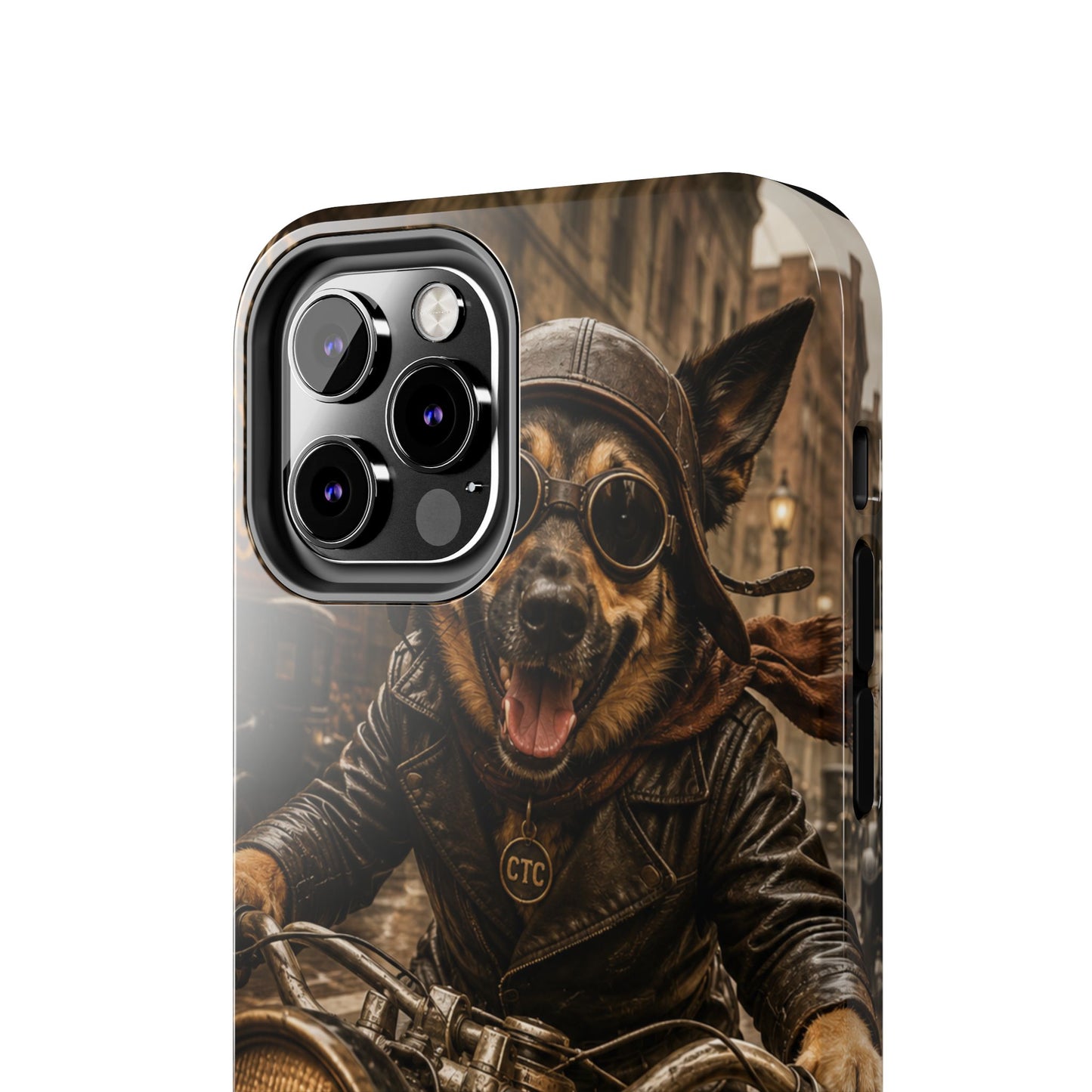 Phone Case — Biker Dog Riding Motorcycle Protective Tough Cover