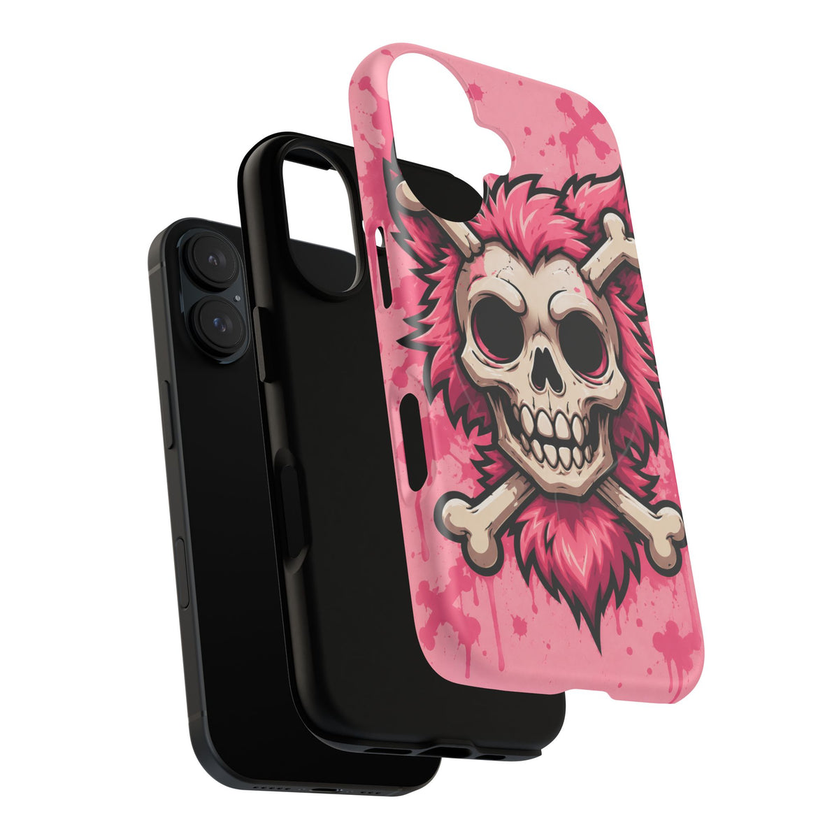 Pink Skull & Crossbones Tough Magnetic Phone Case — Punk Rock Protective Cover