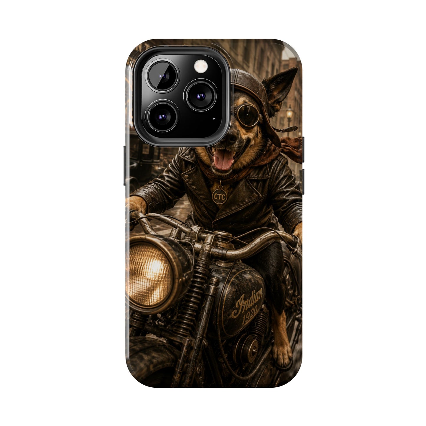 Phone Case — Biker Dog Riding Motorcycle Protective Tough Cover