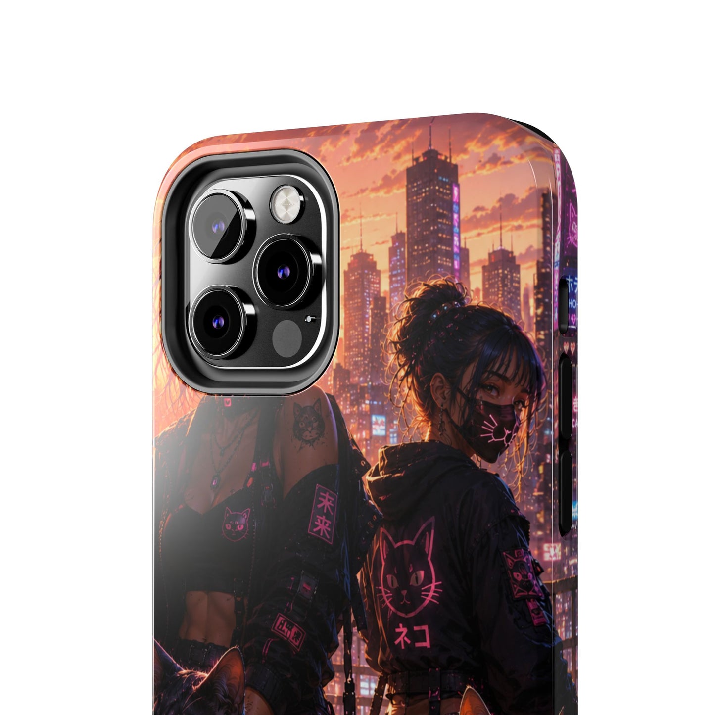 Cyberpunk Pack: Tough Phone Case with Neon Panther & City Sunset