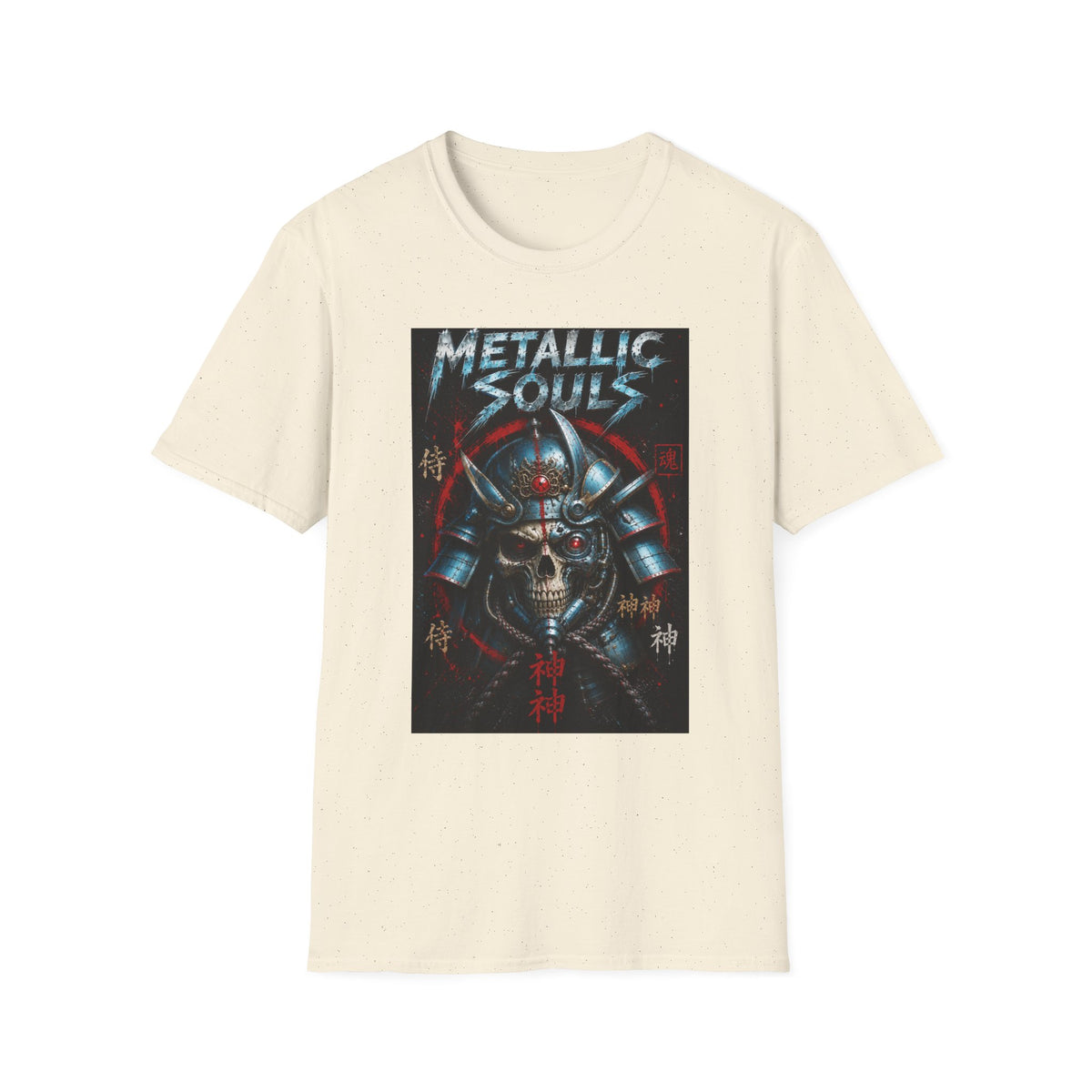 Metallic Souls Samurai Helmet T‑Shirt — Vintage Mecha Warrior Graphic Tee