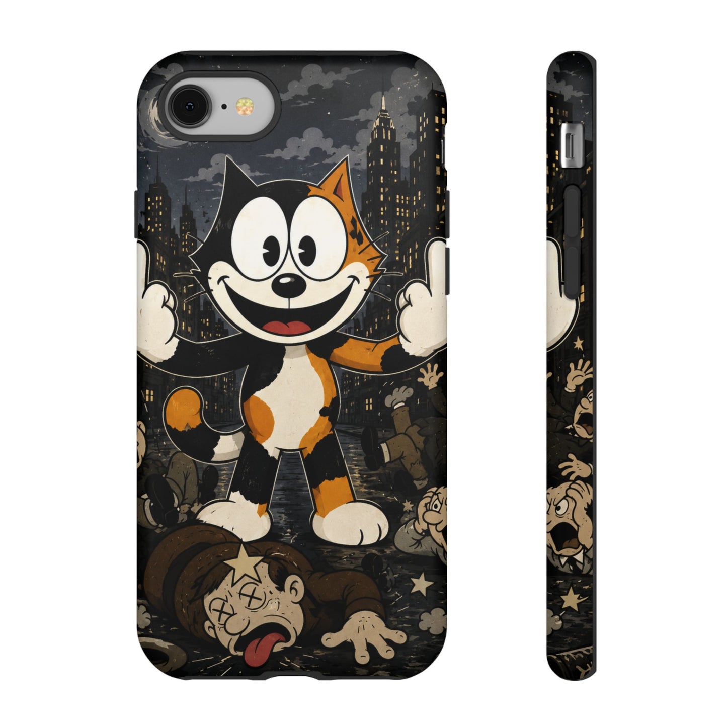 Vintage Cartoon Cat Phone Case — Edgy Felix-Style Illustration