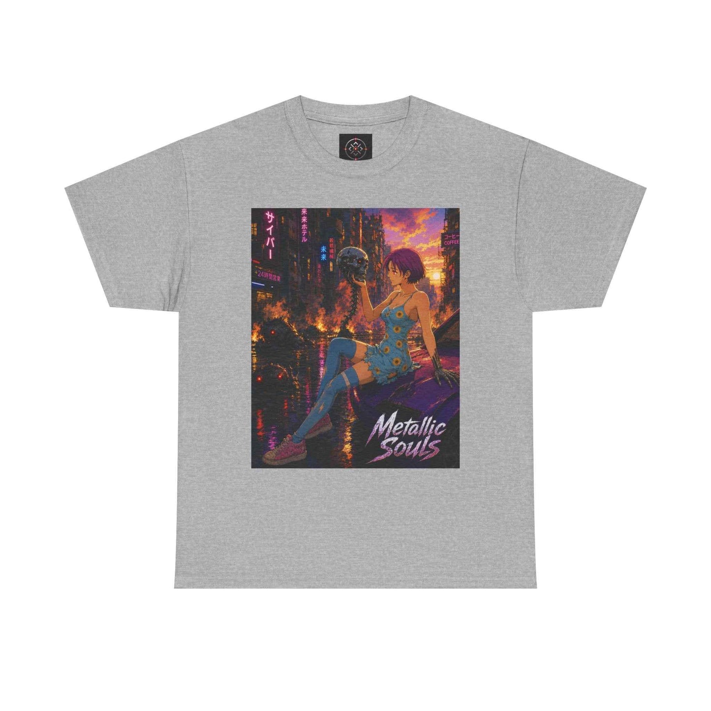 Metallic Souls Tee — Cyberpunk Anime Graphic T-Shirt