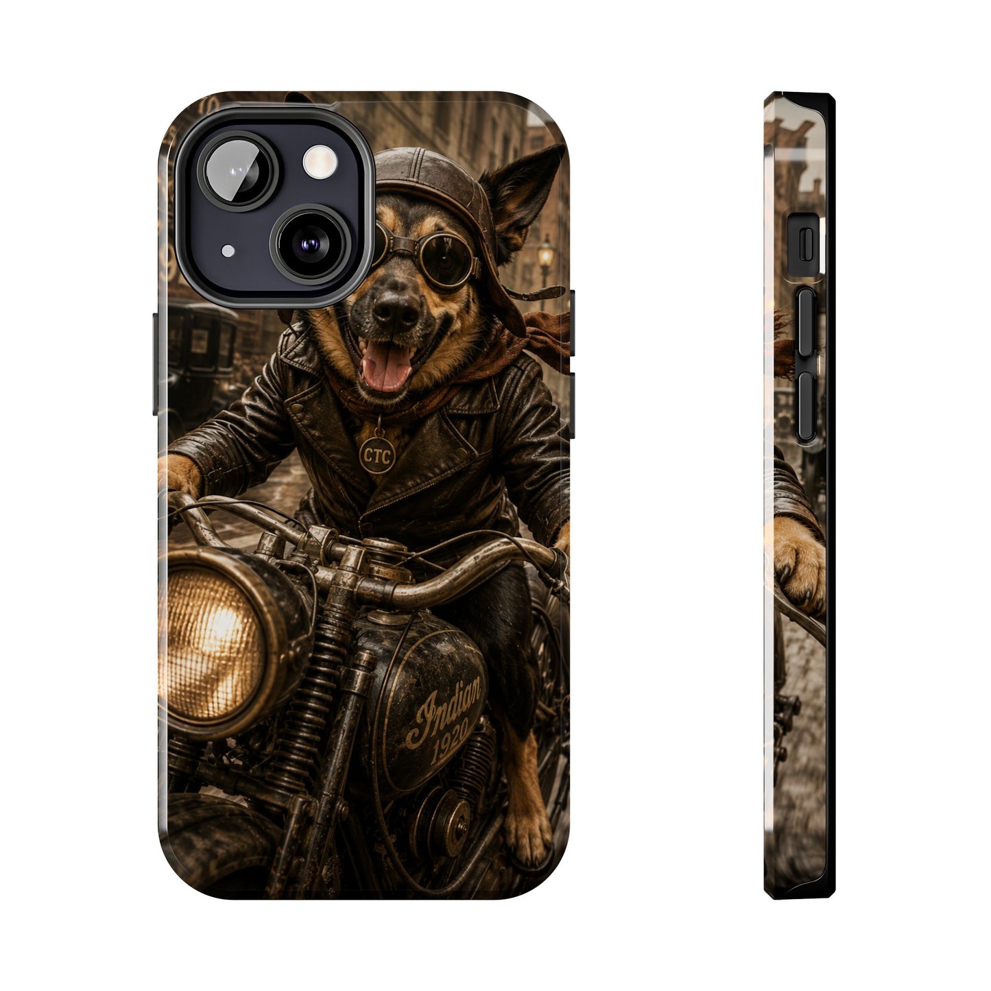 Phone Case — Biker Dog Riding Motorcycle Protective Tough Cover