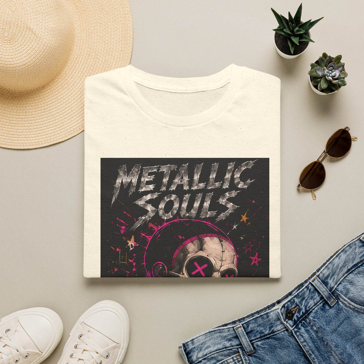 Metallic Souls Skull T‑Shirt — Retro Grunge Rock Tee