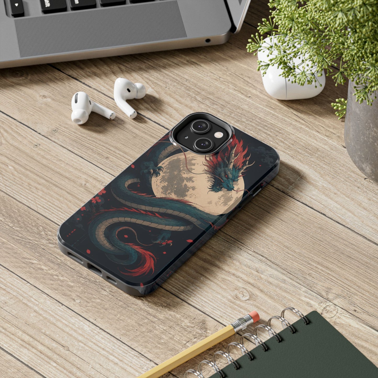 Dragon Moon Phone Case — Mythic Asian Serpent Design Tough Case