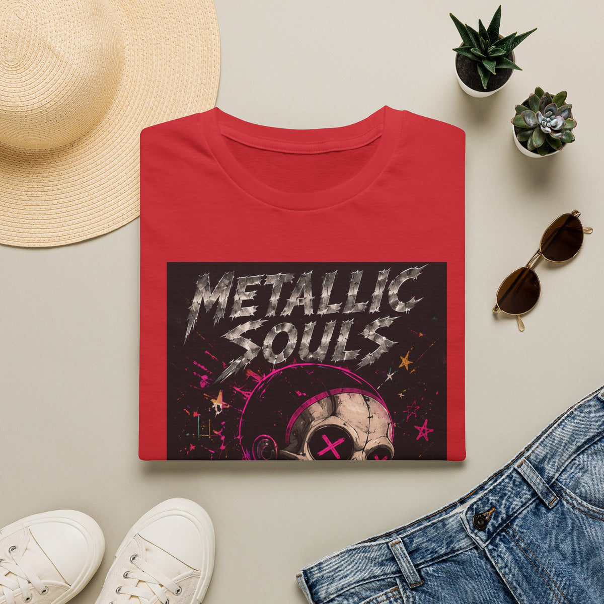 Metallic Souls Skull T‑Shirt — Retro Grunge Rock Tee