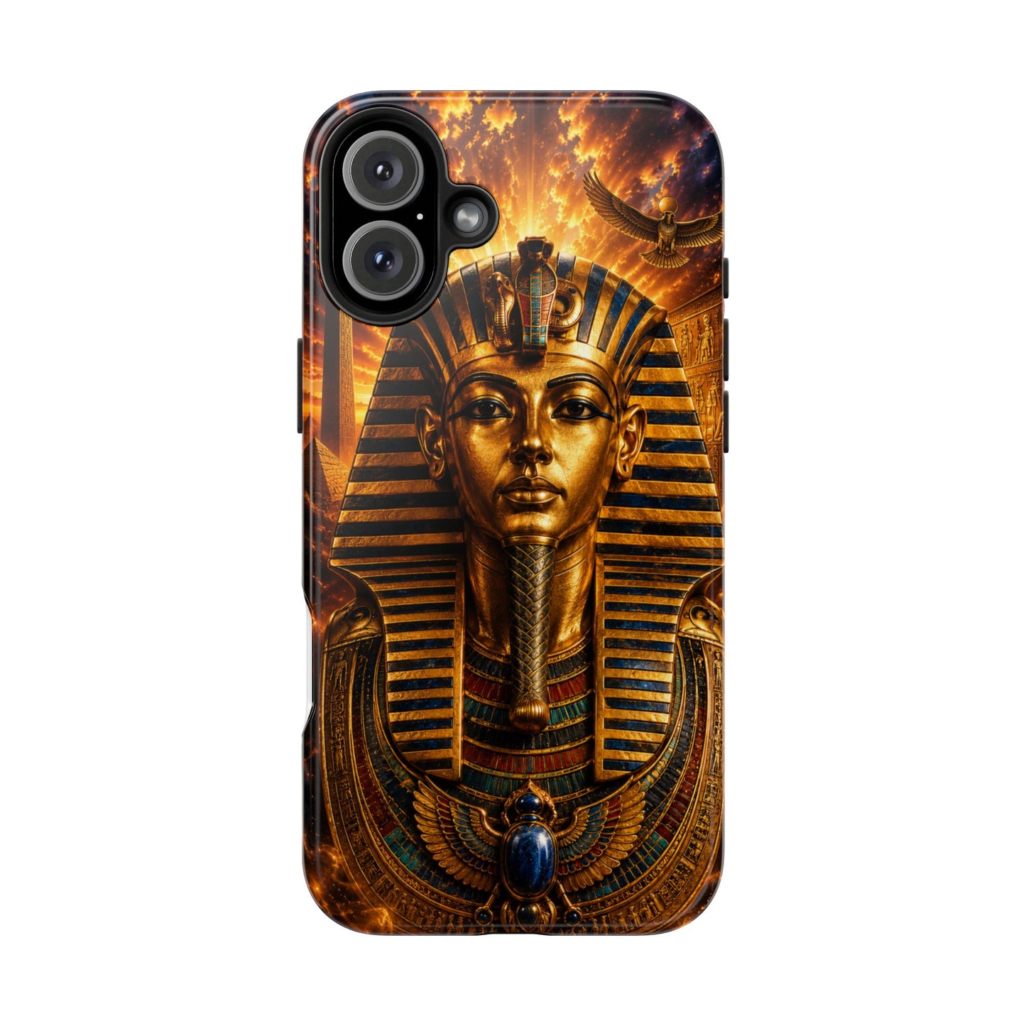 Egyptian Pharaoh Tough Phone Case — Protective Golden Tutankhamun Design