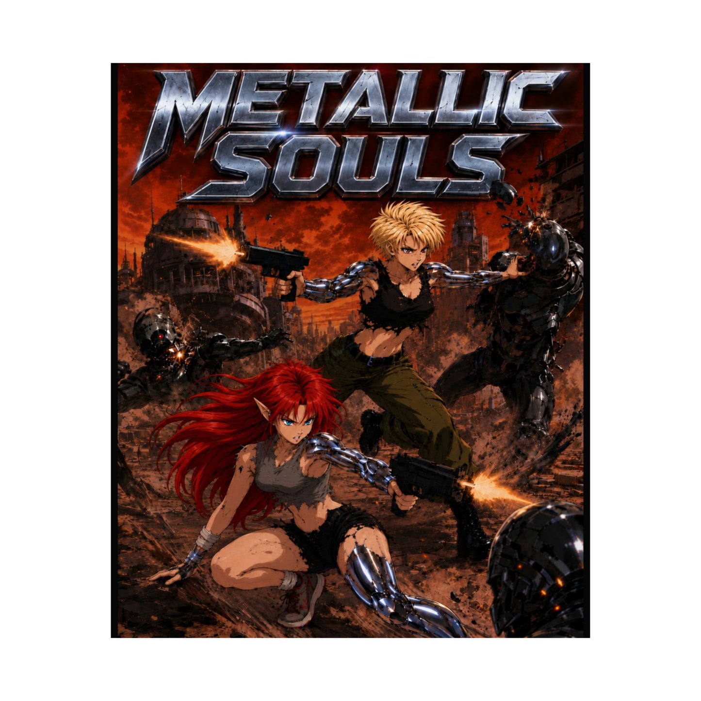 Metallic Souls Poster — Anime Sci‑Fi Action Matte Vertical Print