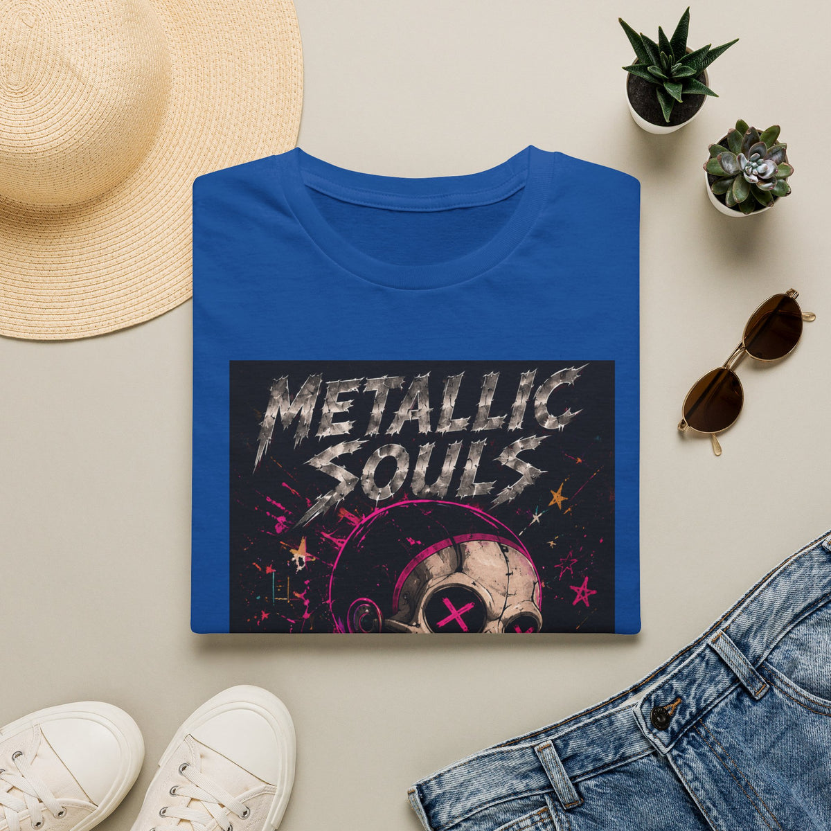 Metallic Souls Skull T‑Shirt — Retro Grunge Rock Tee