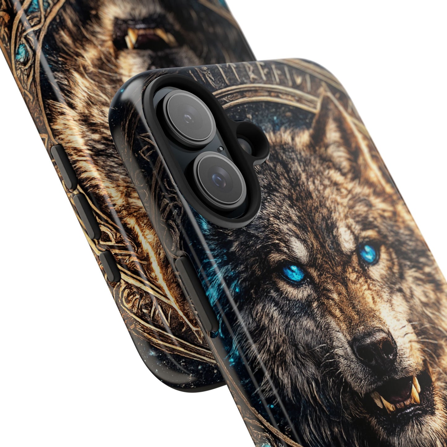Wolf Pentagram Phone Case - Rugged Mystic Phone Cover with Glowing Blue Eyes