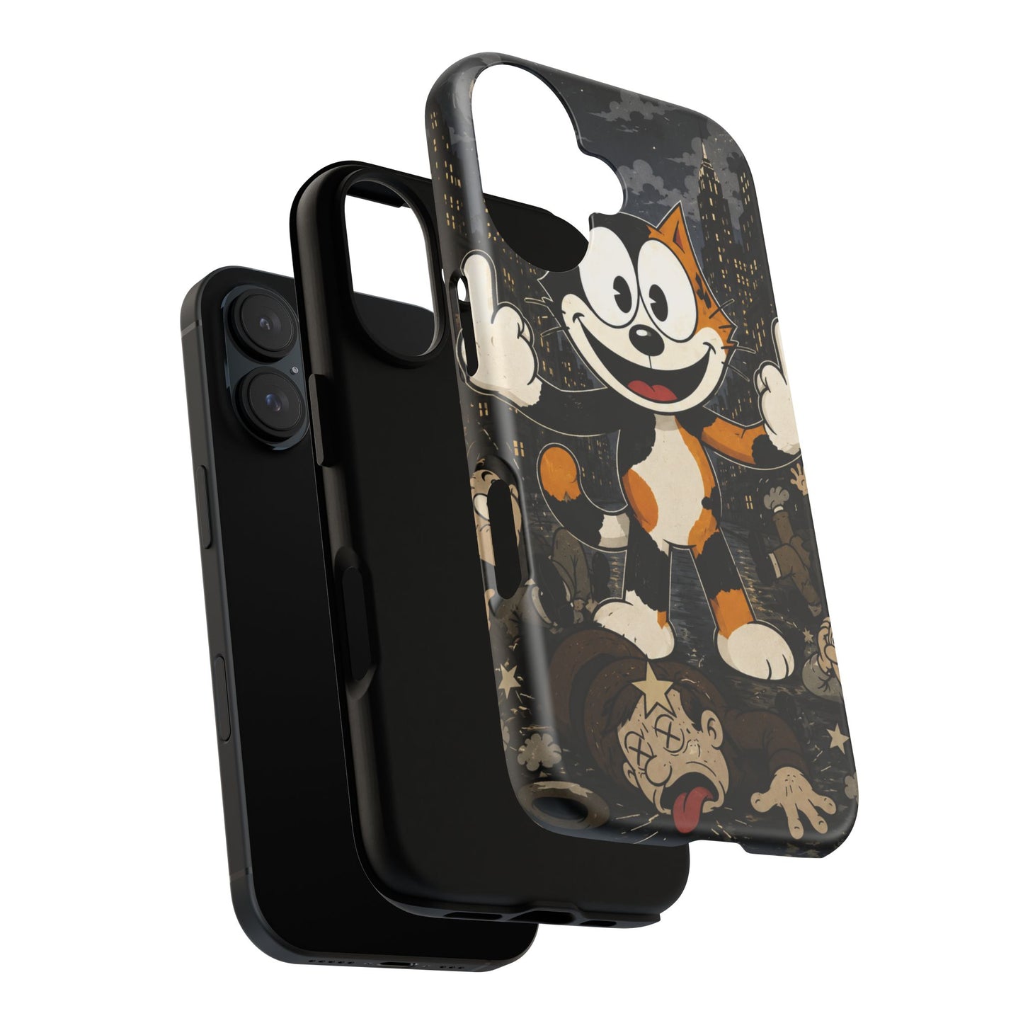 Vintage Cartoon Cat Phone Case — Edgy Felix-Style Illustration