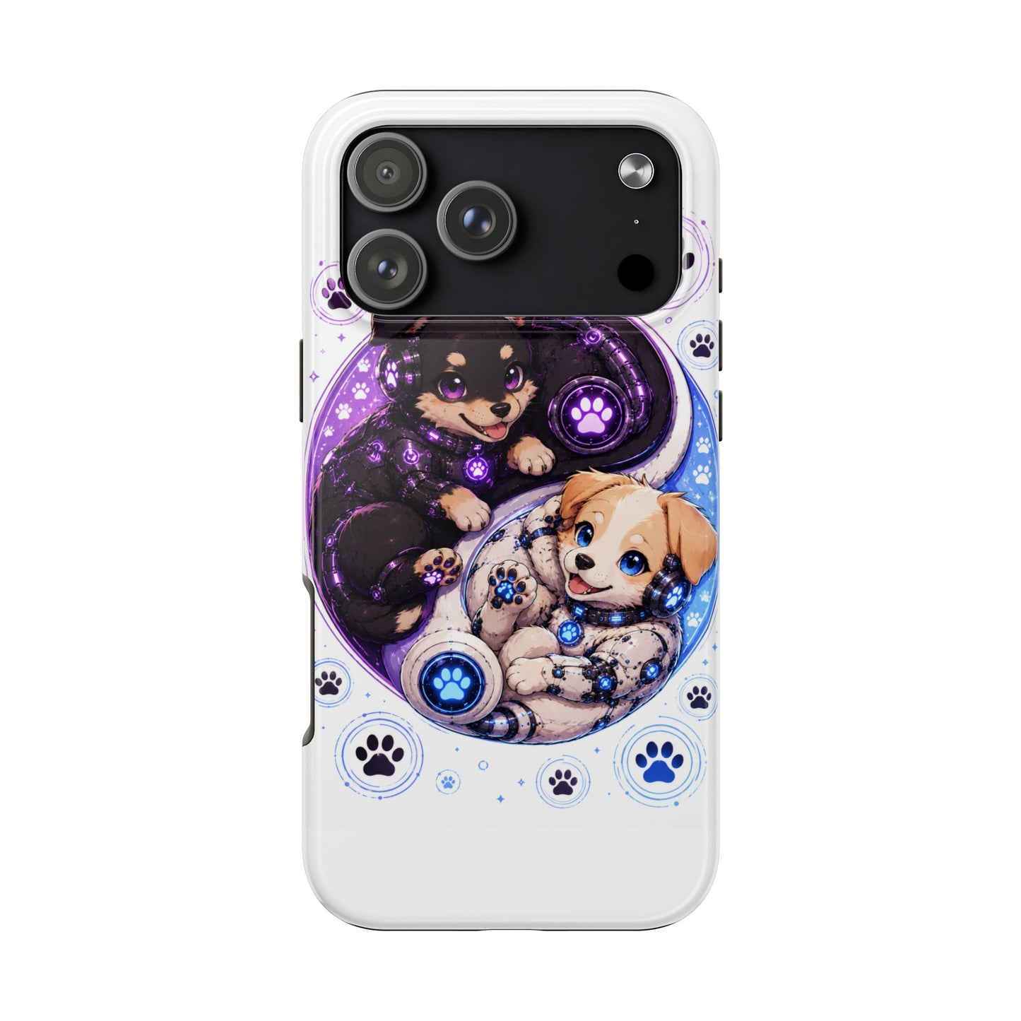 Yin Yang Puppy Tough Phone Case — Cute Paw Print Dog Protector