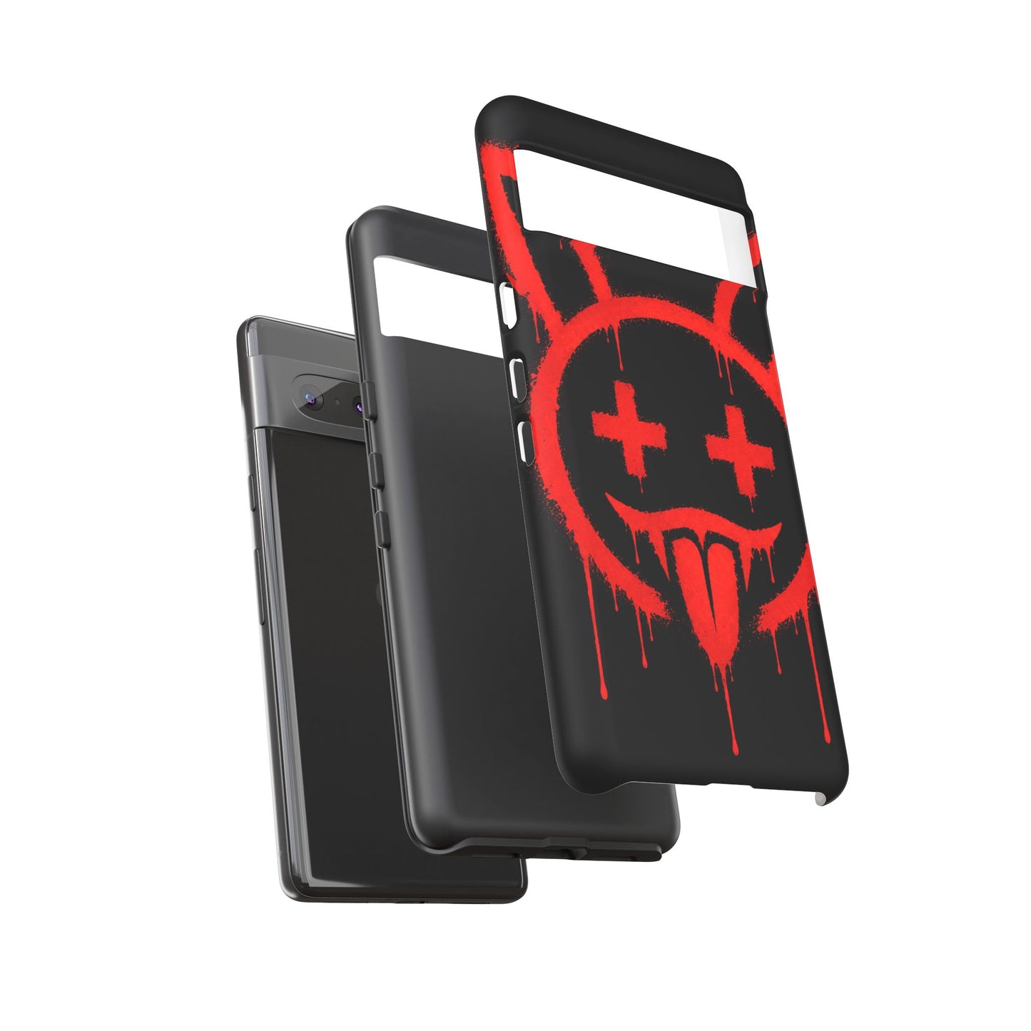 Phone Case - Metallic Souls Red Drip Smiley Graffiti Design