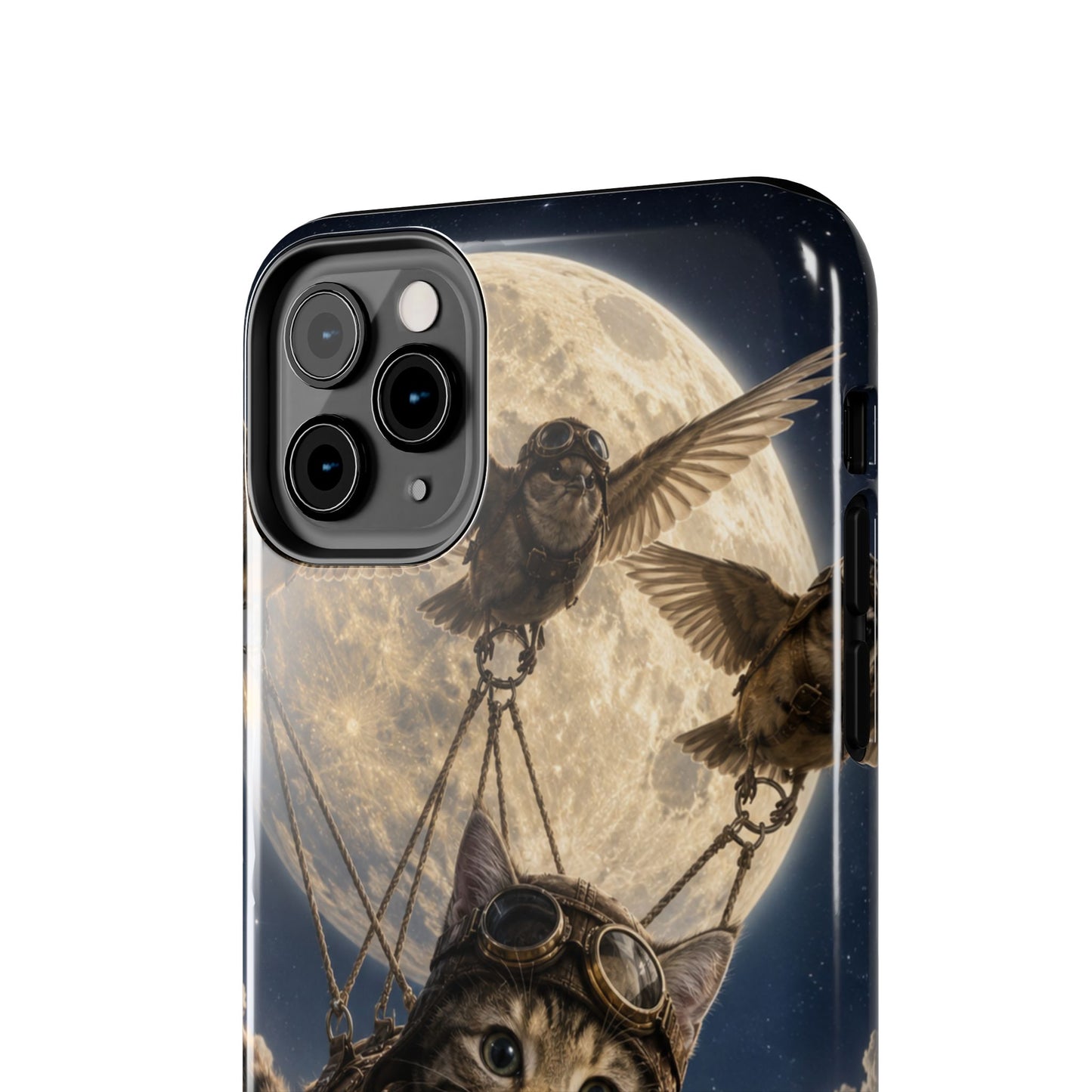 Cat Pilot Phone Case — Adventure Kitty Moonlit Flight Tough Protection