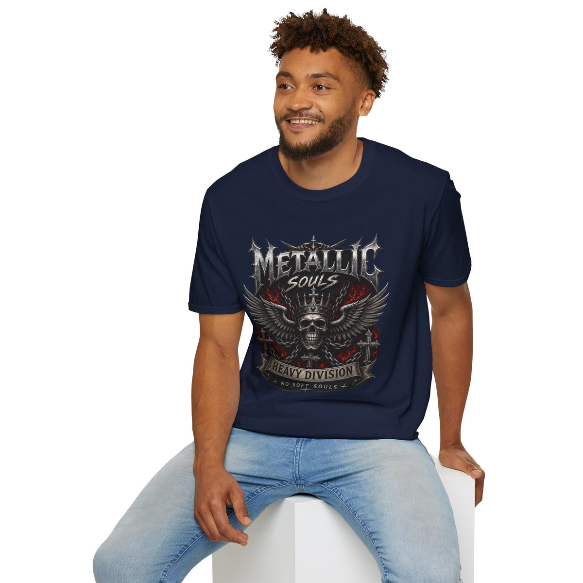 Metallic Souls Graphic T-Shirt — Gothic Skull & Wings Heavy Metal Tee