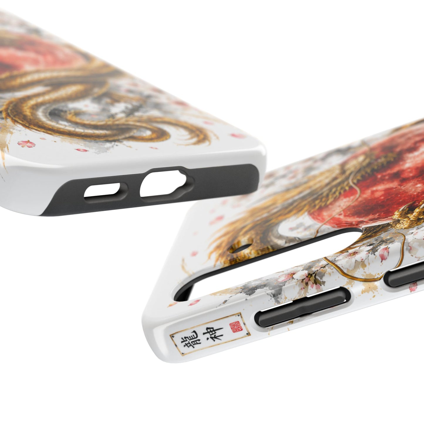 Golden Dragon Phone Case — Red Moon & Cherry Blossom Tough Phone Case